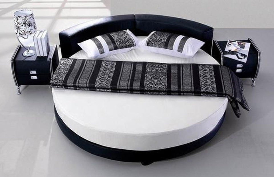 Xlmoebel Rundbett Schwarzes Rundbett mit modernem Design und Schlafsofa-Funktion, Made in Europa