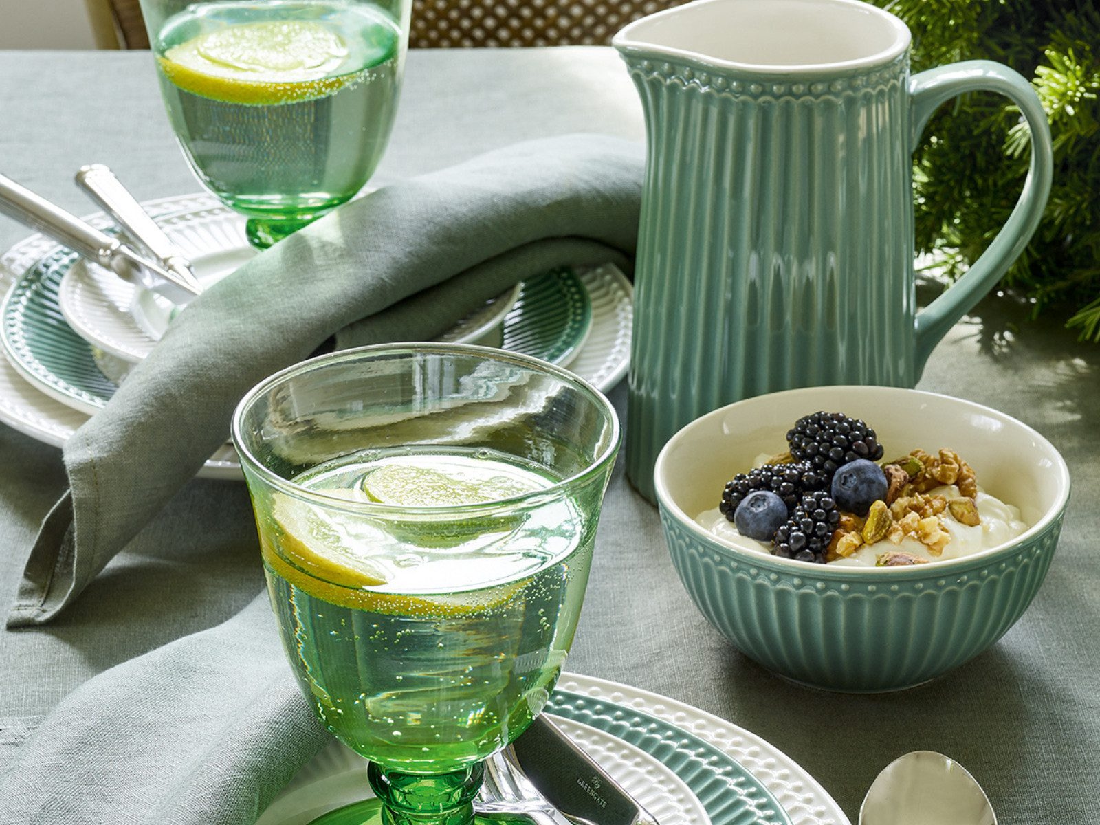 Greengate Geschirr-Set Alice Mini Bowl dusty green 8,5cm Set6, Steingut