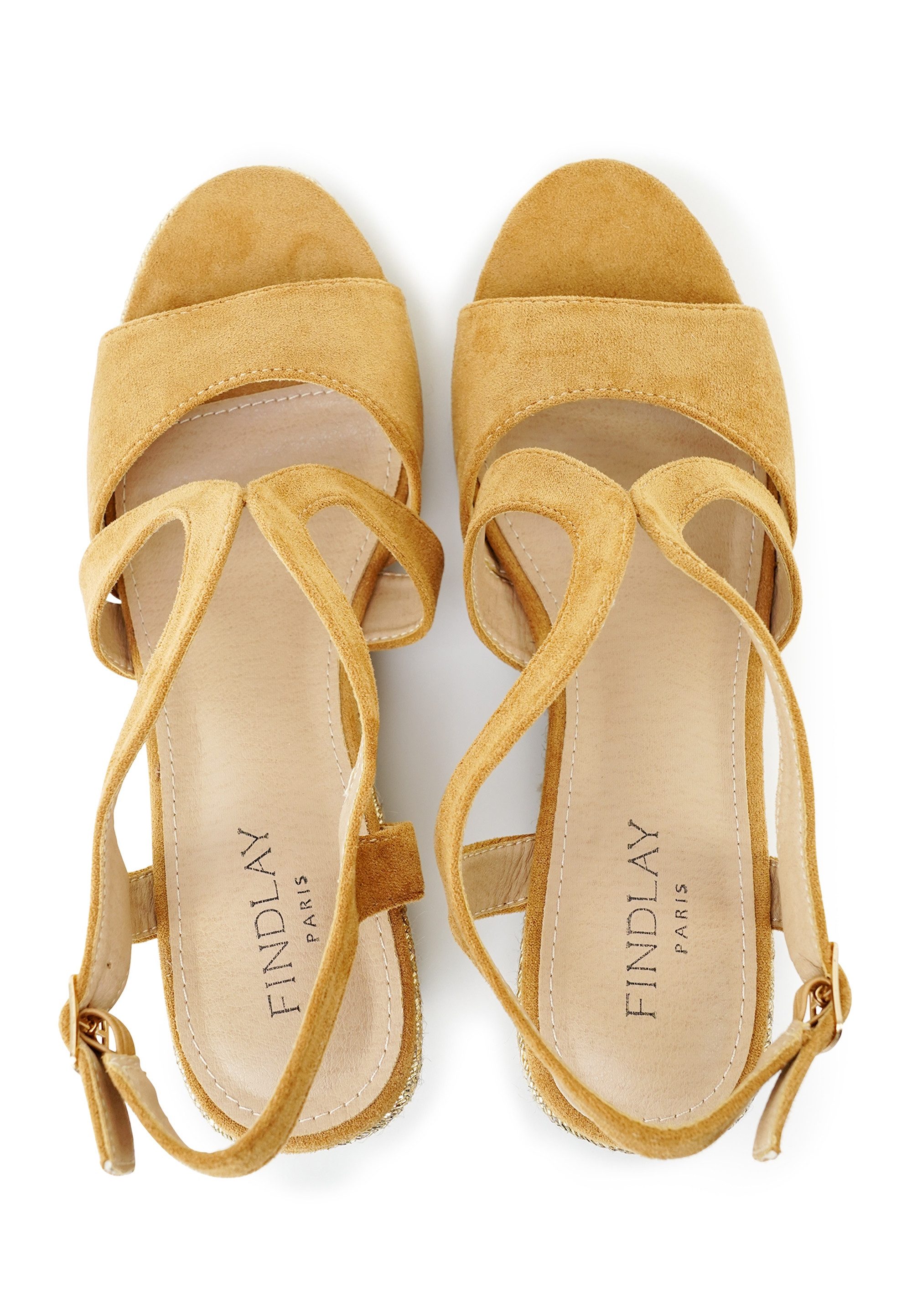 Findlay LYTA Sandale mit Keilabsatz mit geflochtenen goldfarbenen Fäden