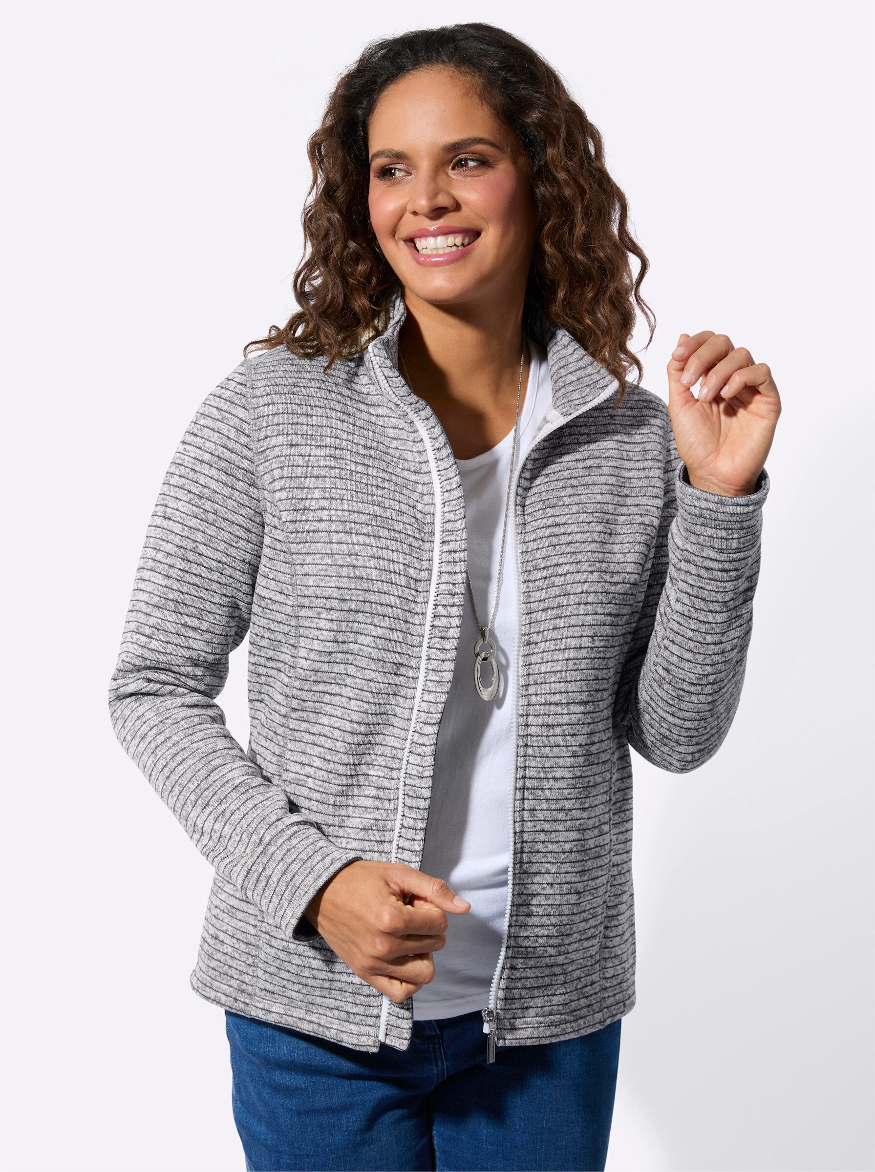 Fleecejacke Strickfleece-Jacke Langarm
