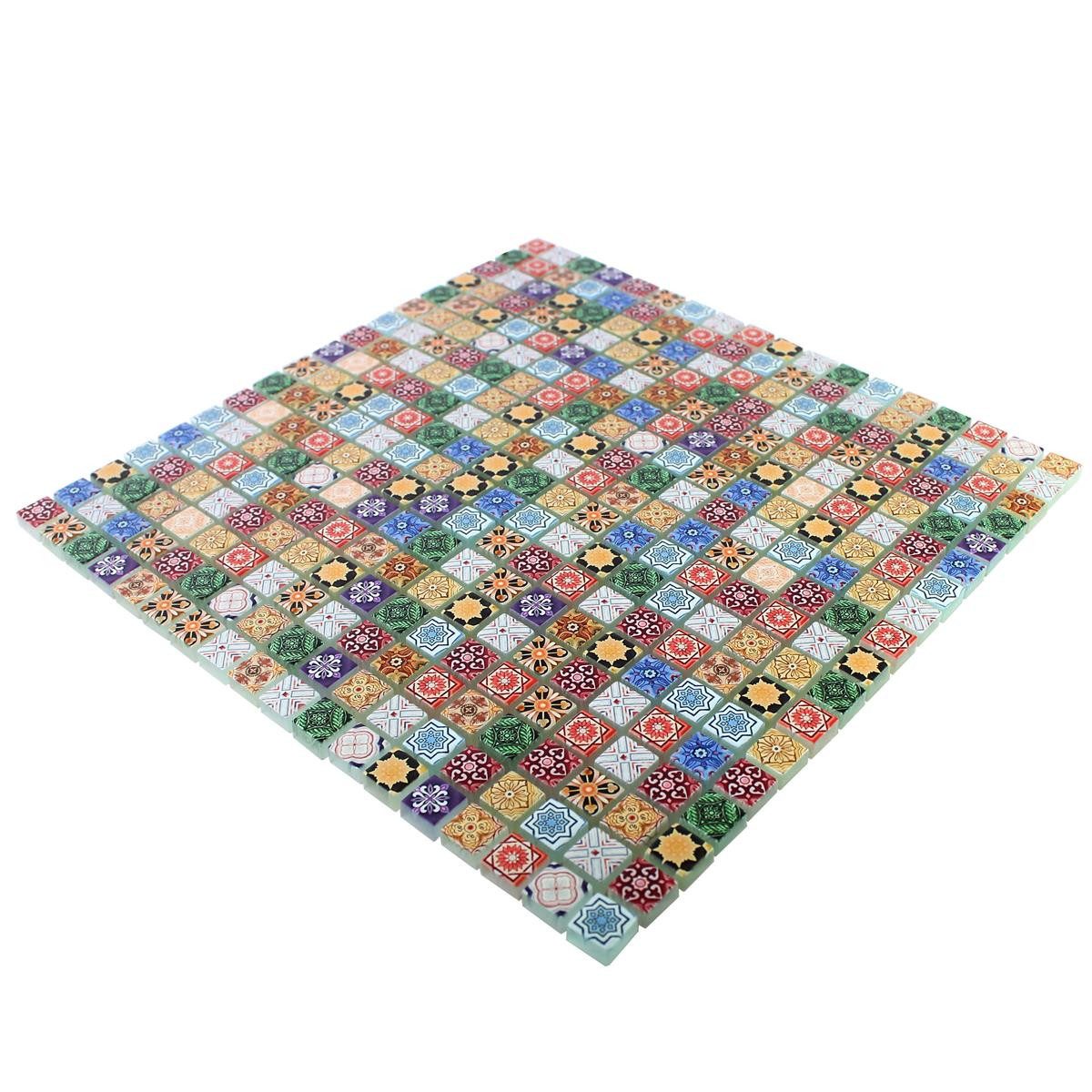 Mosafil Mosaikfliesen Glasmosaik Fliesen Marrakech, Glas 30.000x30.000, bunt, Verlegefertig auf ein Netz geklebt - Wasserfest – Bild 3 von 5