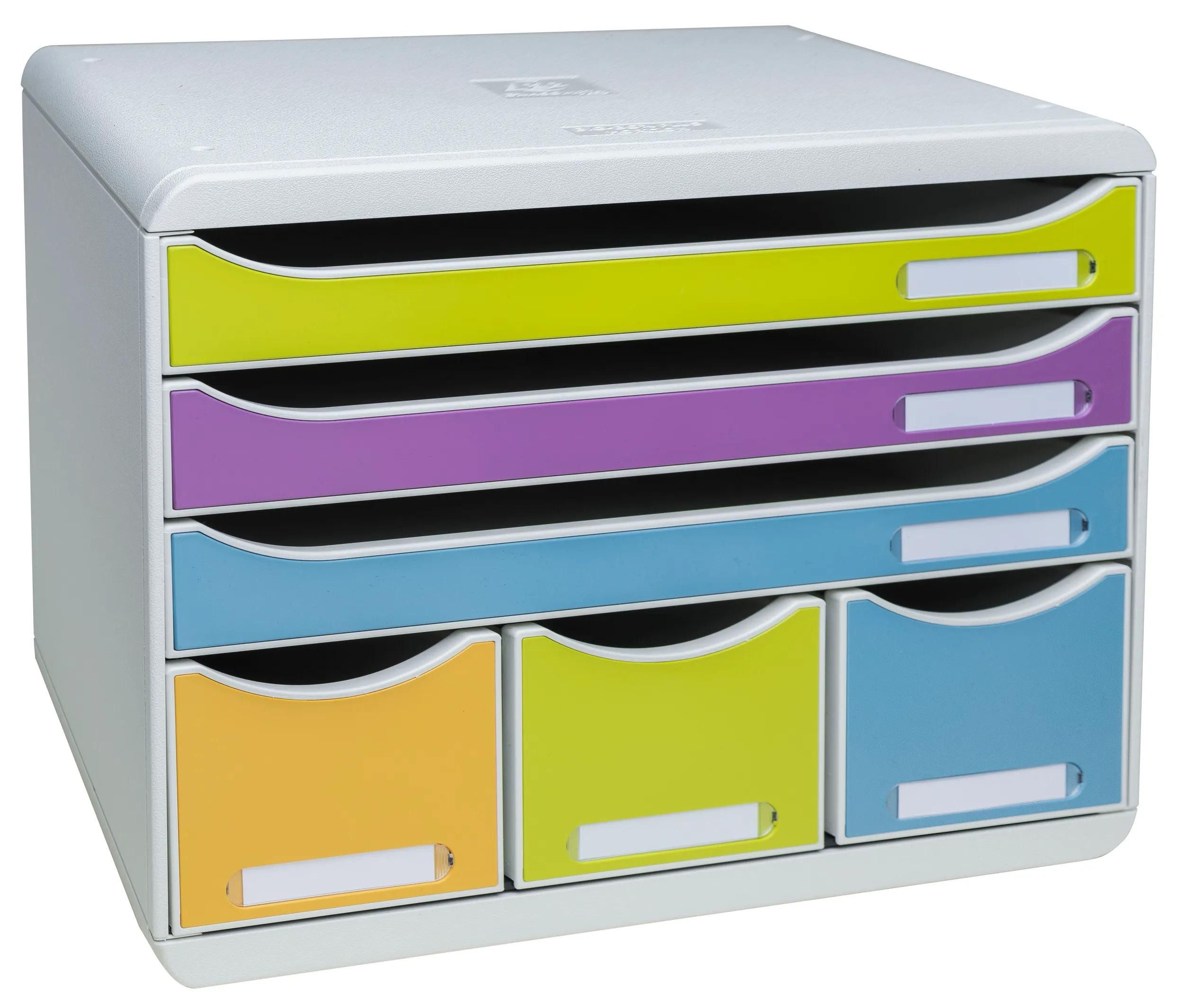 EXACOMPTA Aufbewahrungsbox Schubladenbox STOREBOX, 6 Schubladen, Pop N'Co Farben sortiert 306909D, Boxen stappelbar