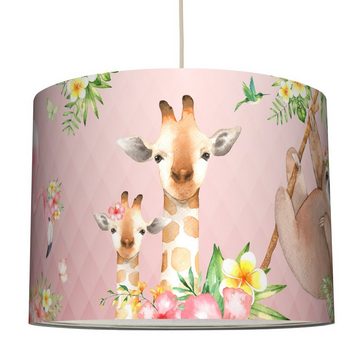 anna wand Pendelleuchte Lampenschirm Jolly Jungle rosa - Kinderzimmer Hängelampe Dschungel, Plug & Shine, LED wechselbar