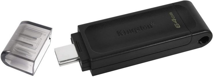 Kingston »Kingston DataTraveler DT70 (64 GB) USB-C Typ-C 3.2 Flash Drive USB Stick Externer Speicher U Disk Memory Stick schwarz« USB-Flash-Laufwerk
