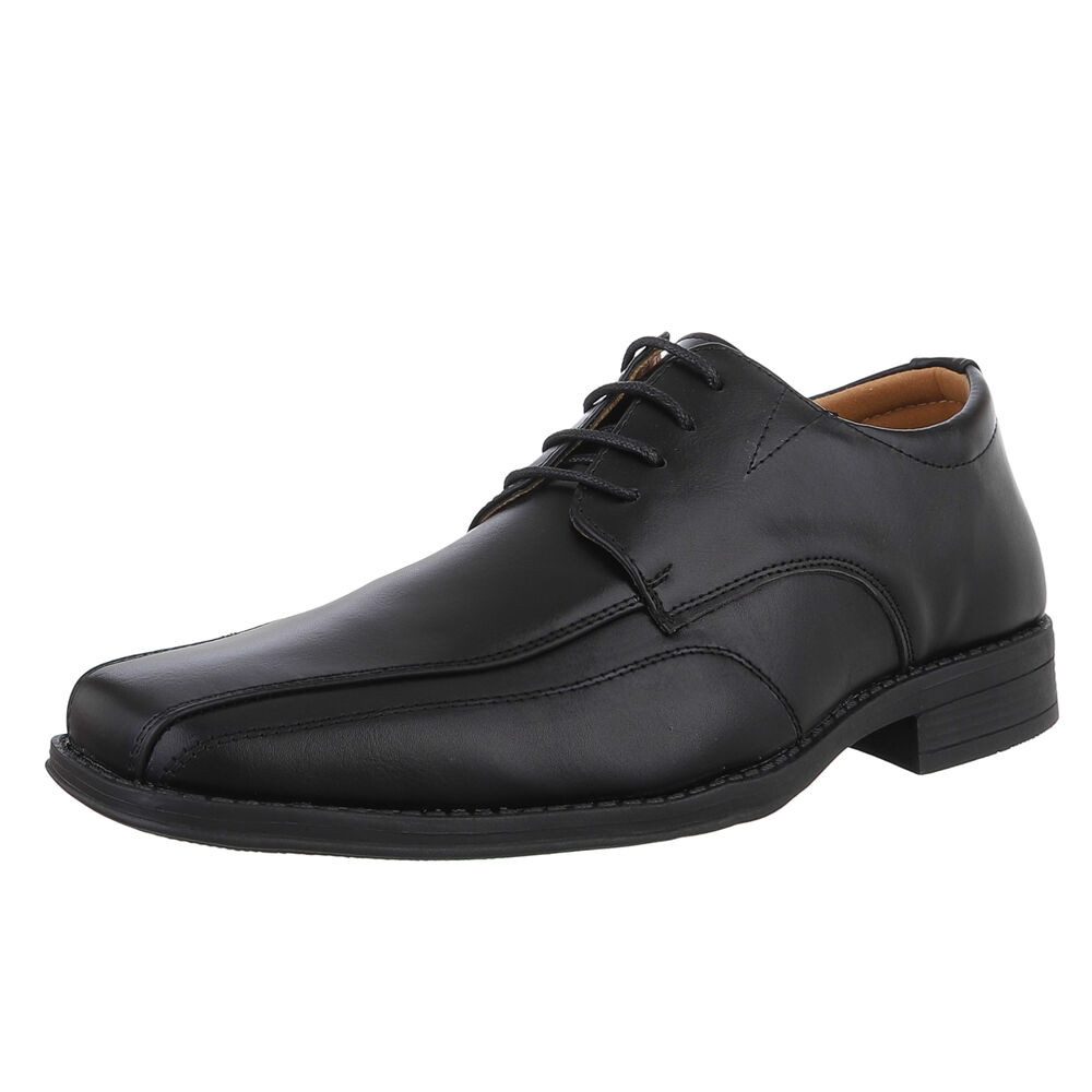 Coolwalk Elegante Herrenschuhe aus Kunstleder für Alltag und Freizeit Schnürschuh (89858816) Blockabsatz Business-Schuhe in Schwarz