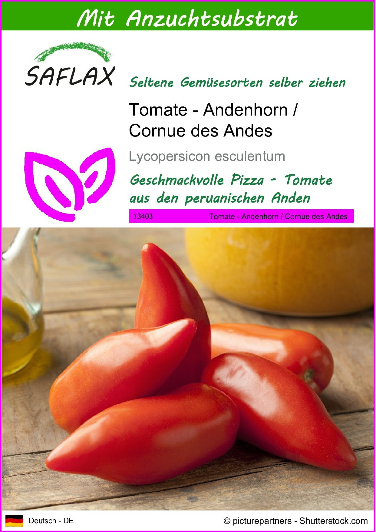 Gemüsesamen SAFLAX - Samen und Substrat - Tomate - Andenhorn / Cornue des Andes