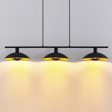 Lindby Hängeleuchte Narisara, dimmbar, Leuchtmittel nicht inklusive, Modern, Eisen, Schwarz, gold, 3 flammig, E14, Deckenlampe