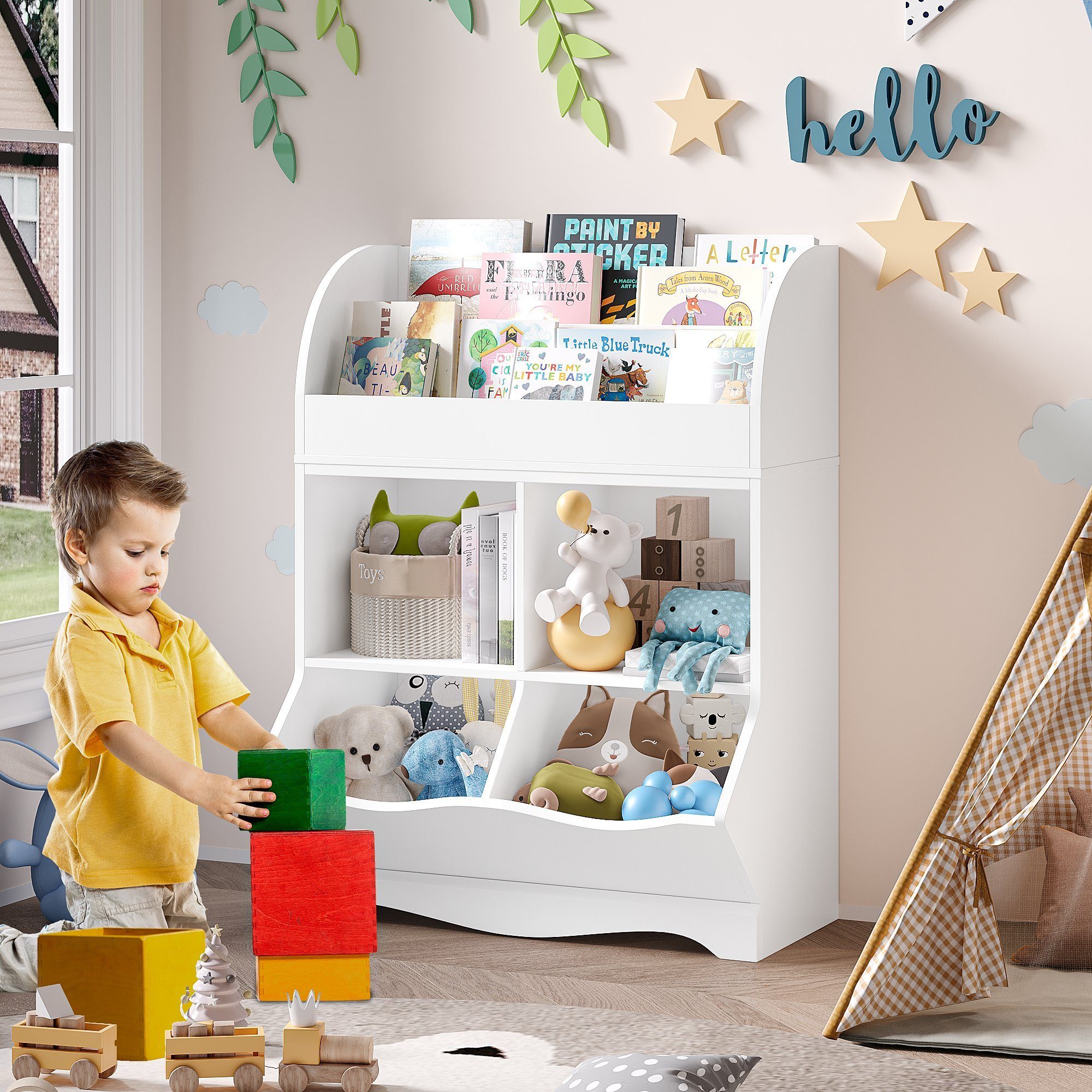 HOMECHO Bücherregal, Spielzeugregal mit Ablagefächern und günstig online kaufen