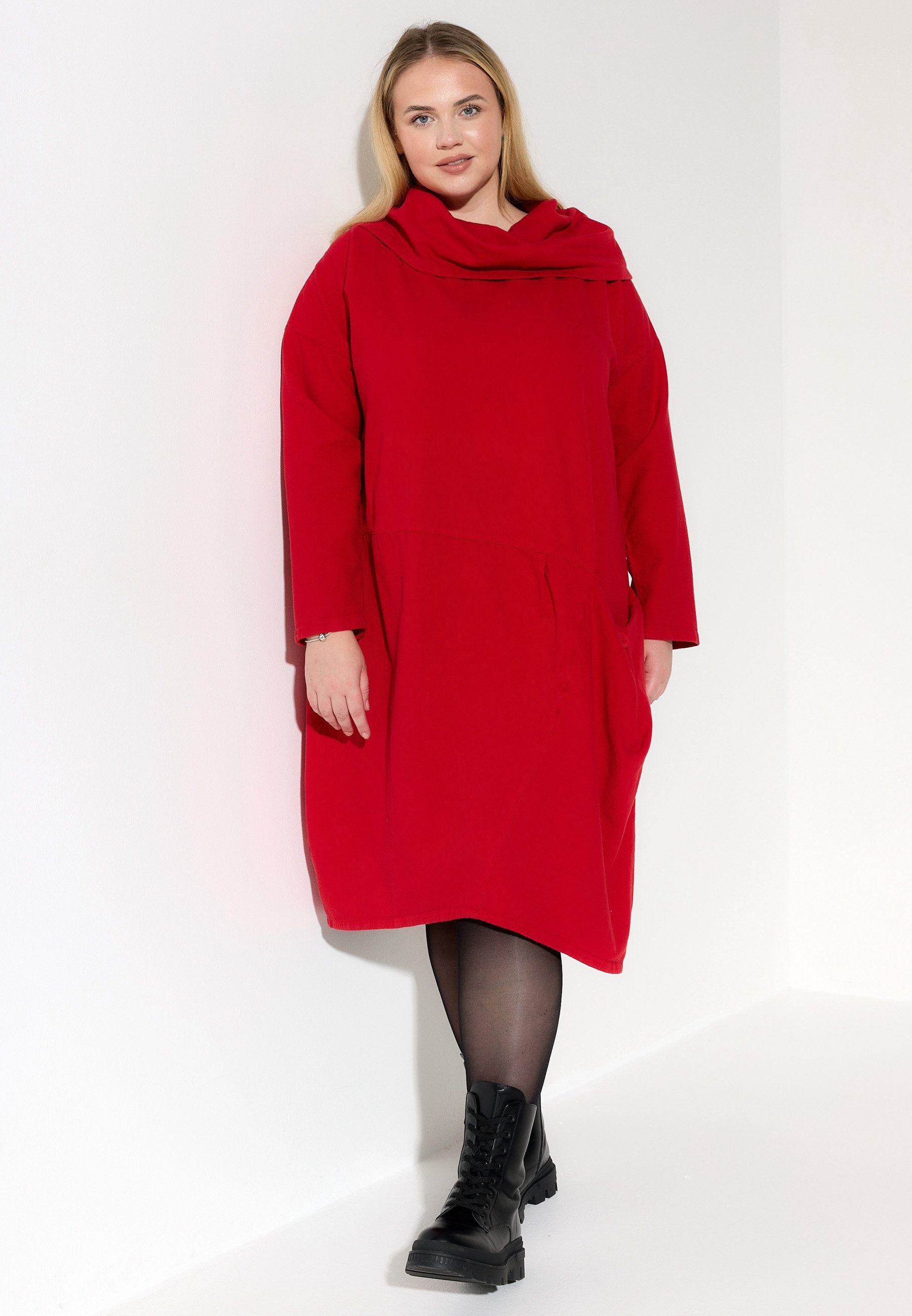 Kekoo A-Linien-Kleid Cord-Kleid in A-Linie Rot 100% Baumwolle aus 'Sienna'