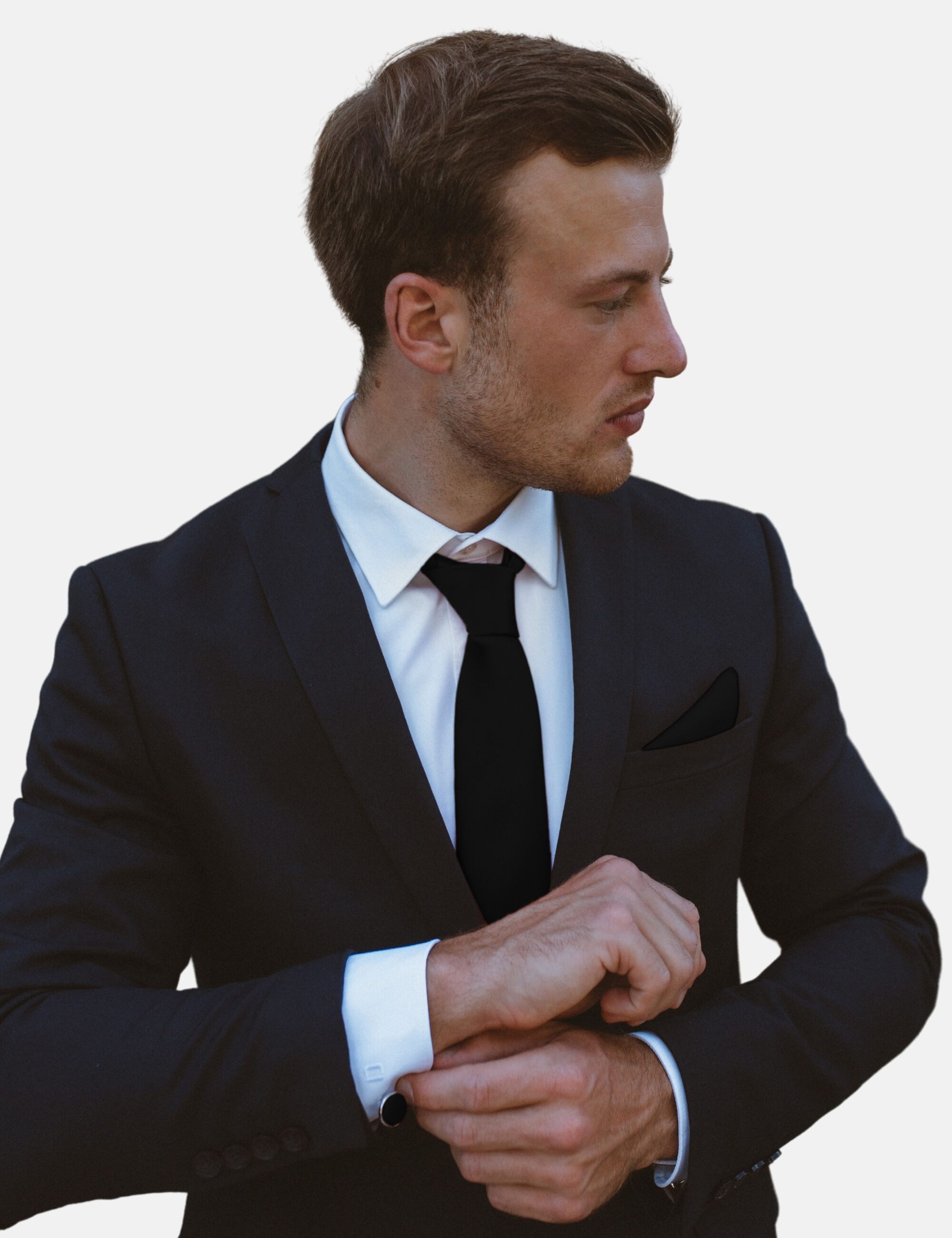 Massi Morino Krawatte (1-St) mit Einstecktuch, Manschettenknöpfen und Krawattenklammer