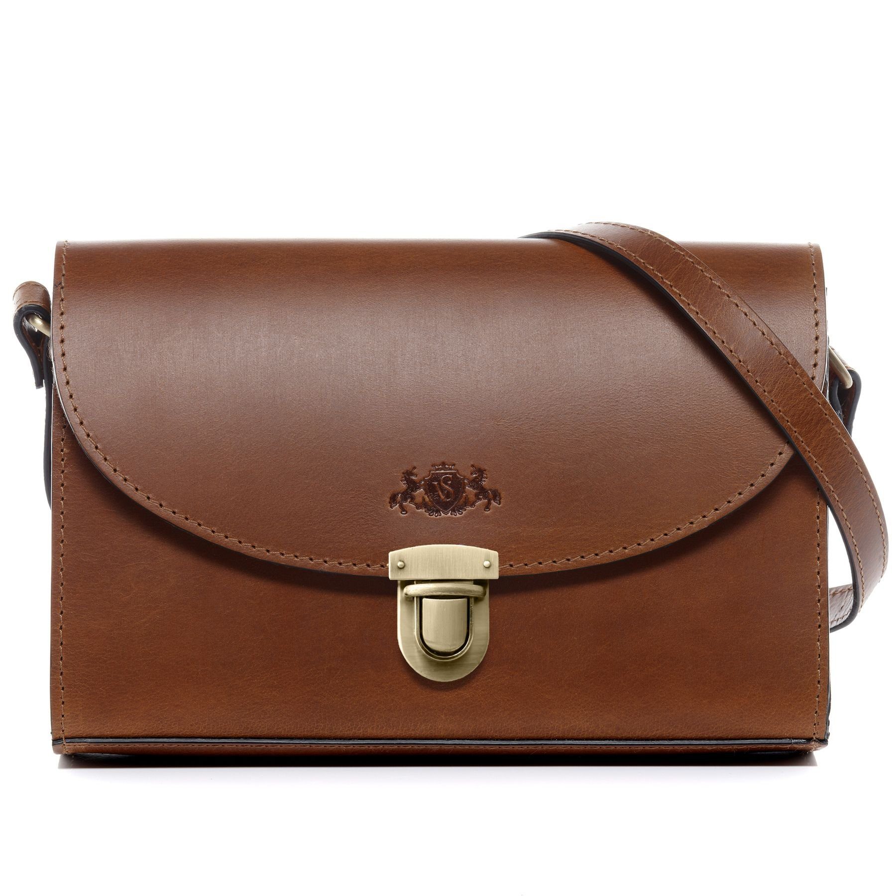Umhängetasche echt Leder Schultertasche groß Ledertasche tan ADELE