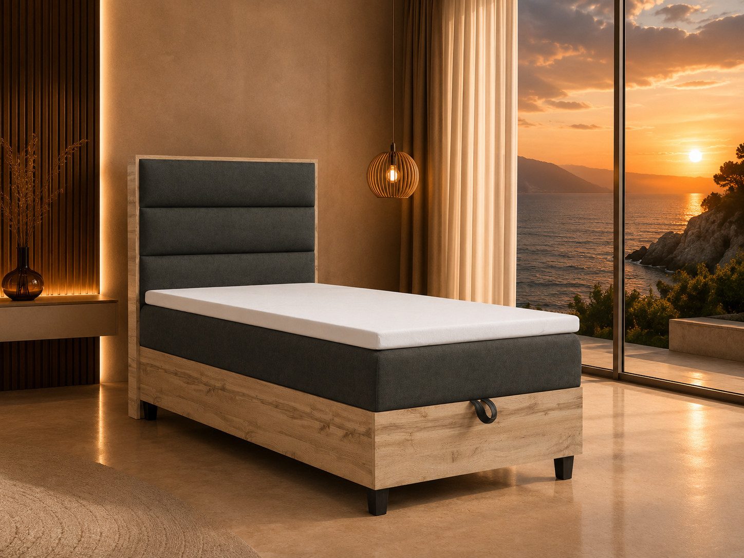 Best for Home Boxspringbett Trinity K-1 Einzelbett mit Bettkasten, Bett mit Komfort Topper T-5cm (Bett, Polsterbett mit Stauraum, Jugendbett, Kinderbett versch. Größen, 4-St., 70x200 80x200 90x200 100x200 cm), Verschiedene Liefermöglichkeiten, TOP Preis-Leistungs-Verhältnis