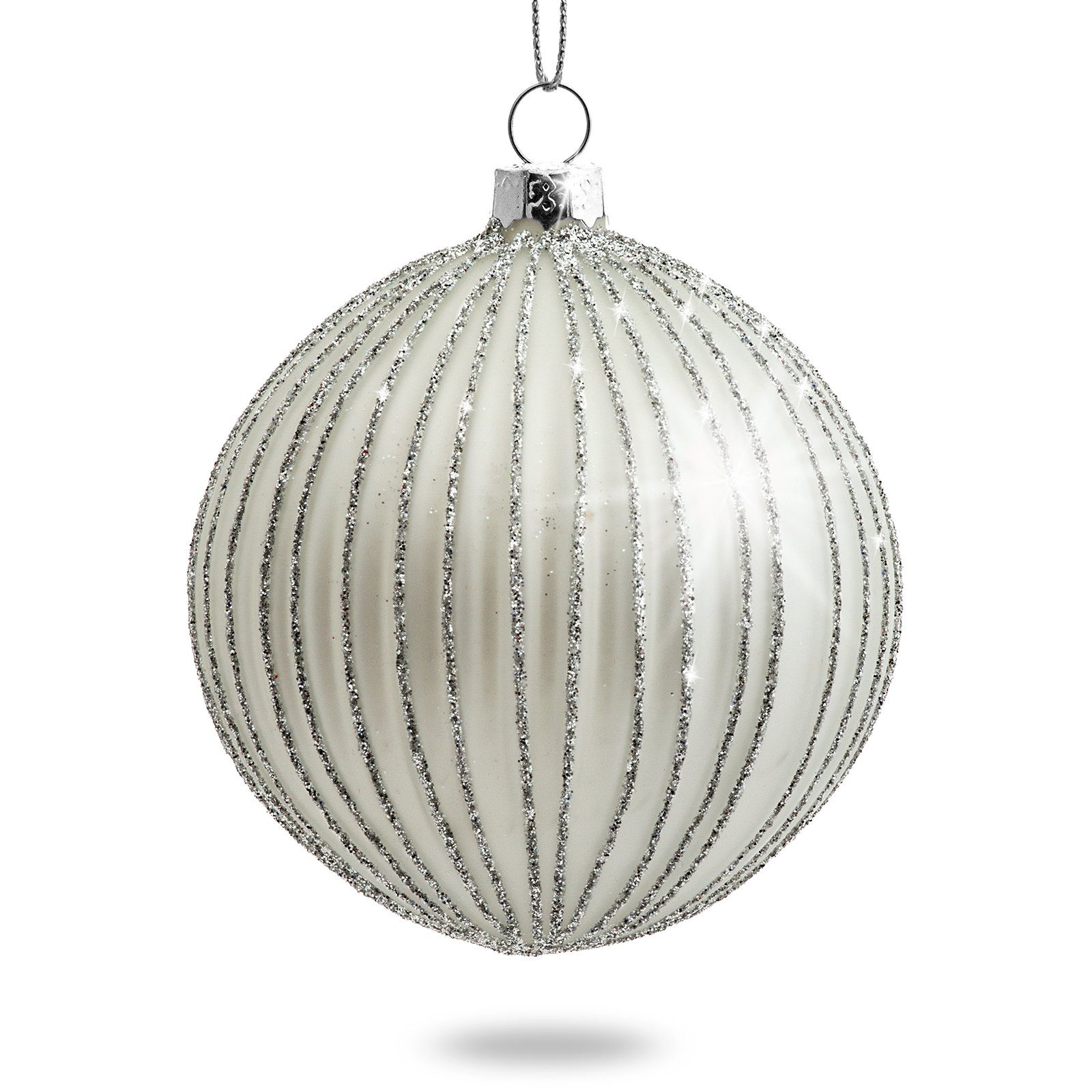 SIKORA Christbaumschmuck Highlights Silber 4er Set Christbaumkugeln aus Glas mit Verzierung, Besondere Weihnachtskugeln für ein sinnliches Weihnachtsfest. € 20,95