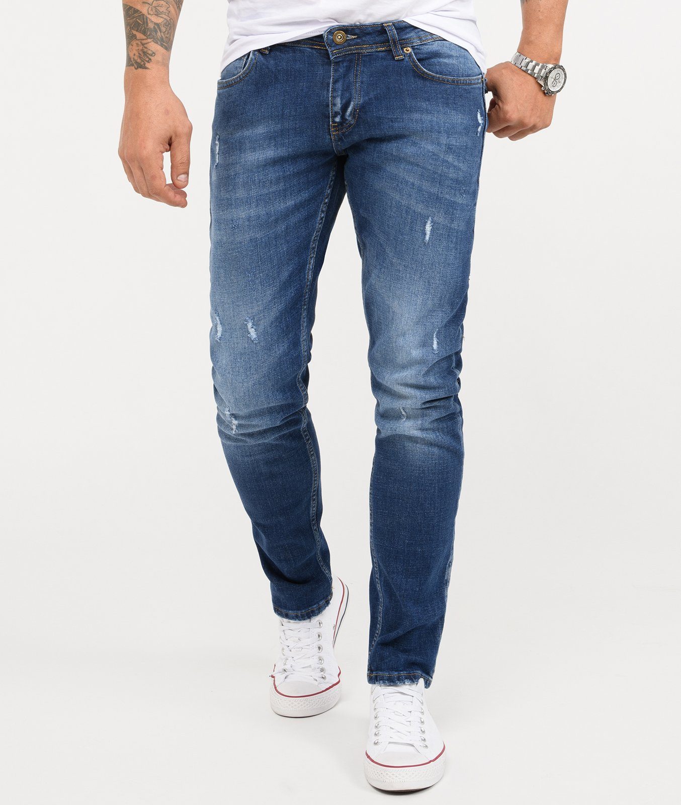 Rock Creek Slim-fit-Jeans Herren Jeans Stonewashed Blau RC-2342 günstig online kaufen
