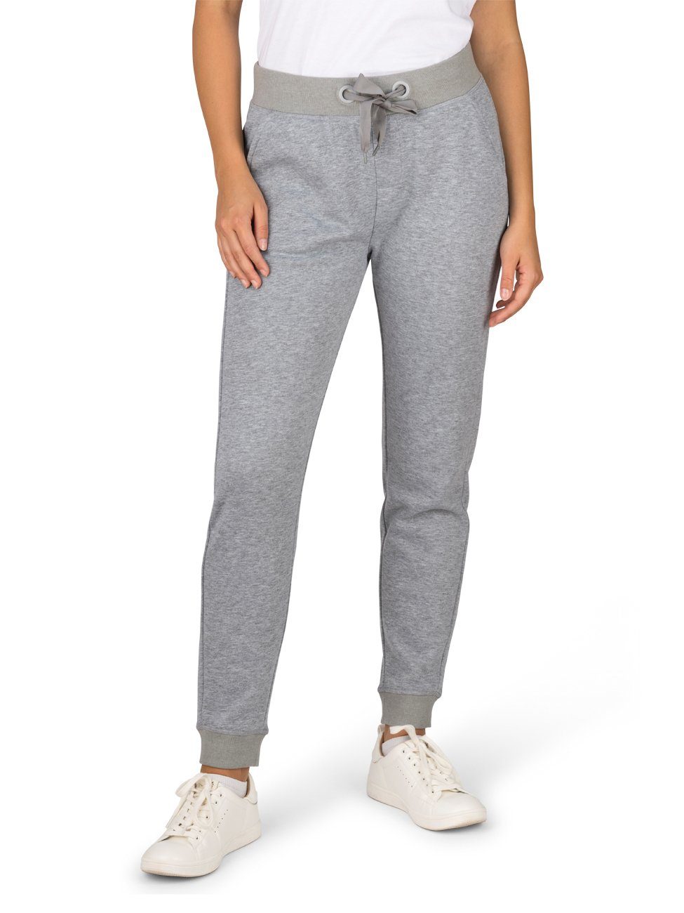 DENIMFY Sweathose Damen Jogginghose DFLina Slim Fit Trainingshose mit Stretch Grey Melange (63004)