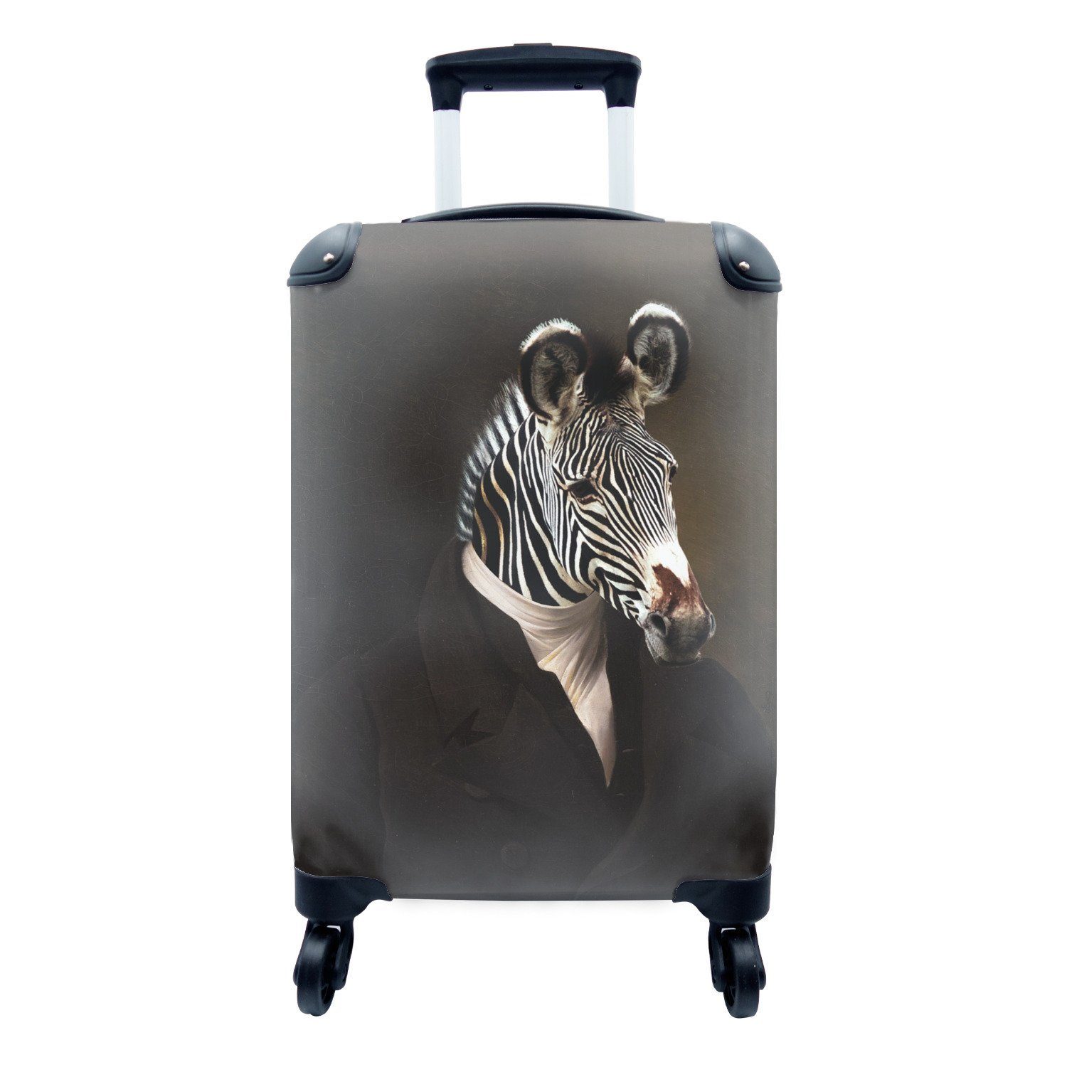 Trolley, - Reisekoffer rollen, MuchoWow Alte 4 für Reisetasche Handgepäck mit - Zebra, Meister Handgepäckkoffer Ölgemälde Ferien, Rollen,