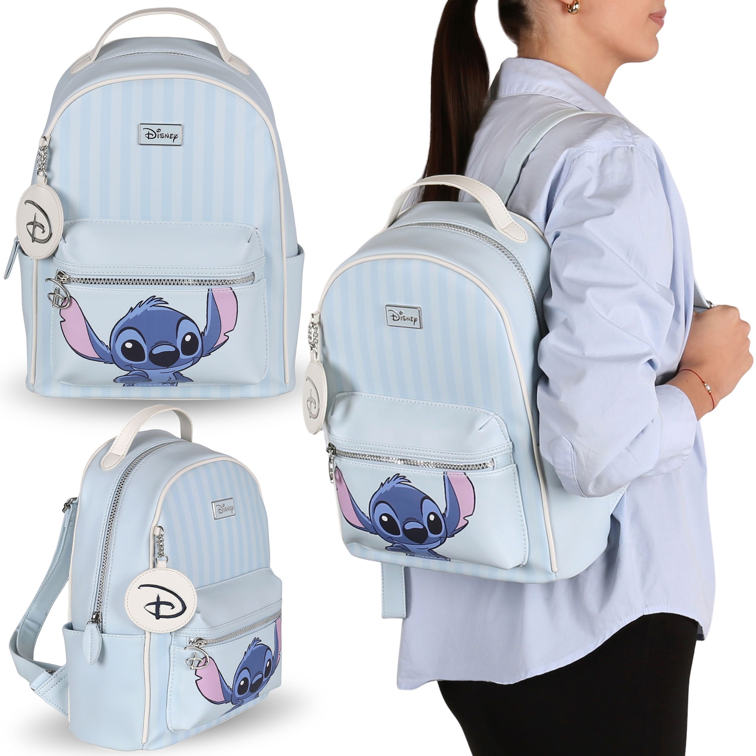 Disney Cityrucksack DISNEY Stitch Damen Rucksack Kunstleder geräumig 24 × 10 × 34 cm