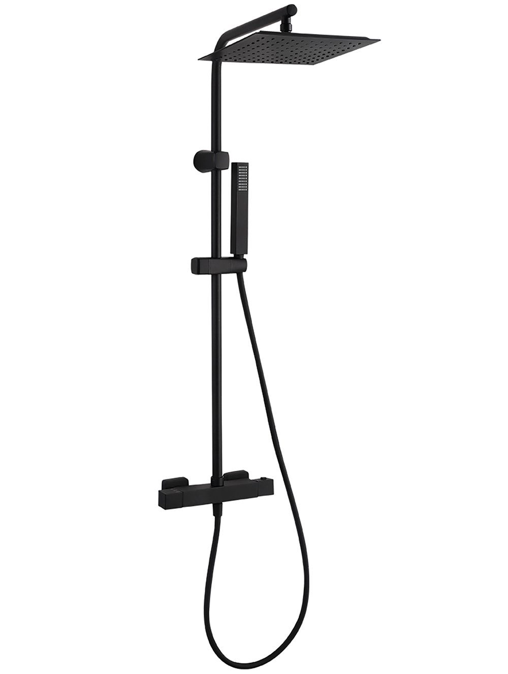 KOLMAN Duschsystem Duschsäule CUBI Thermostatisch, Brausegarnitur, Höhe 101 cm, in Schwarz