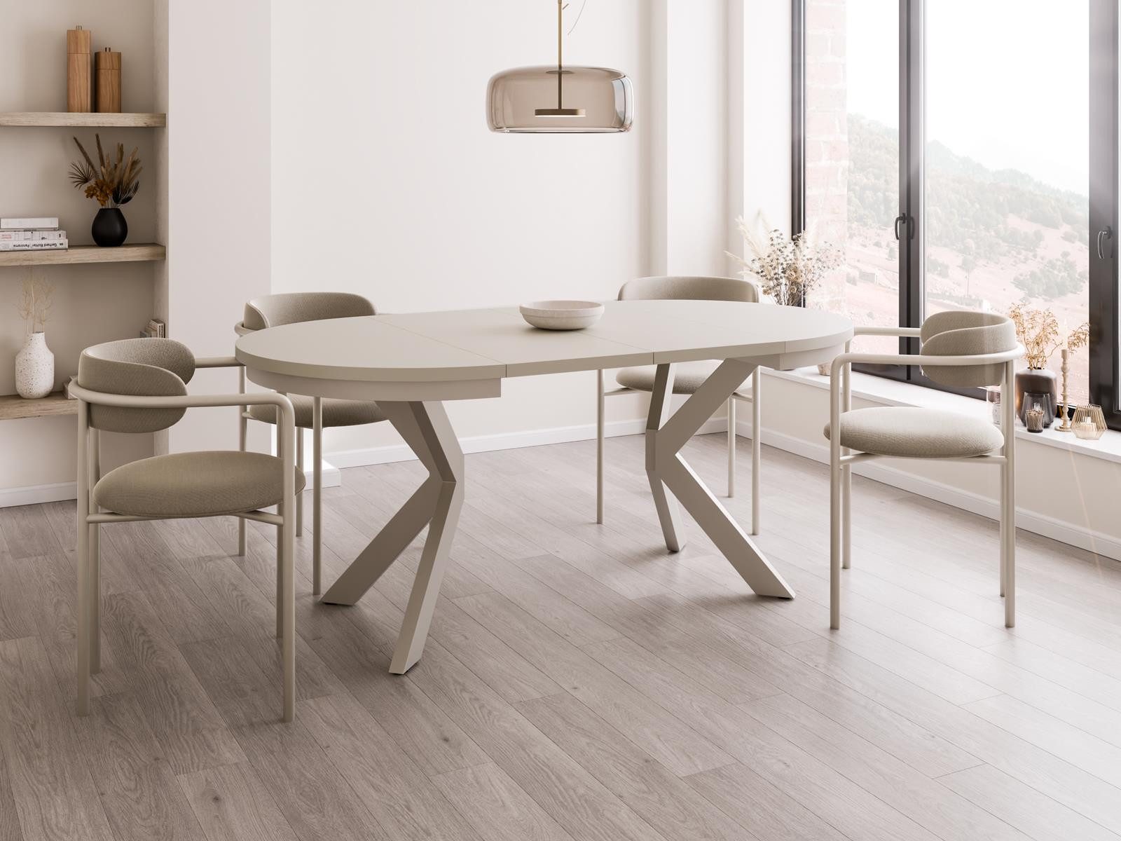 Compleo Esstisch modern, Metallbeine, Runder Esszimmertisch 100-180 BELLAMI, TOPPSELLER, MADE IN EU