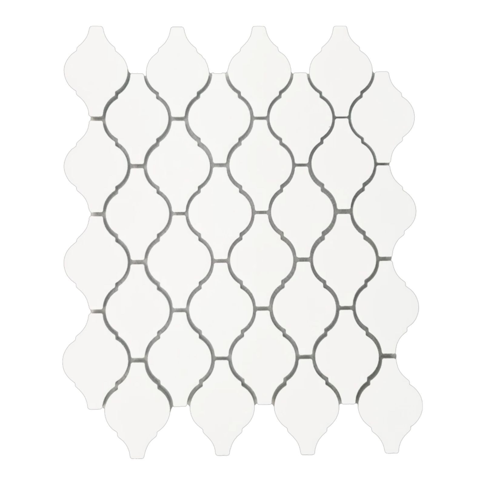 Mosaikfliesen 1 Stück (0,070 m) Mosaik Плитка WHITE ARABESQUE (24,5×28,5 cm), weiß, matt, weiß Keramikmosaik Mosaikfliese Mosaik Wand Bodenbelag