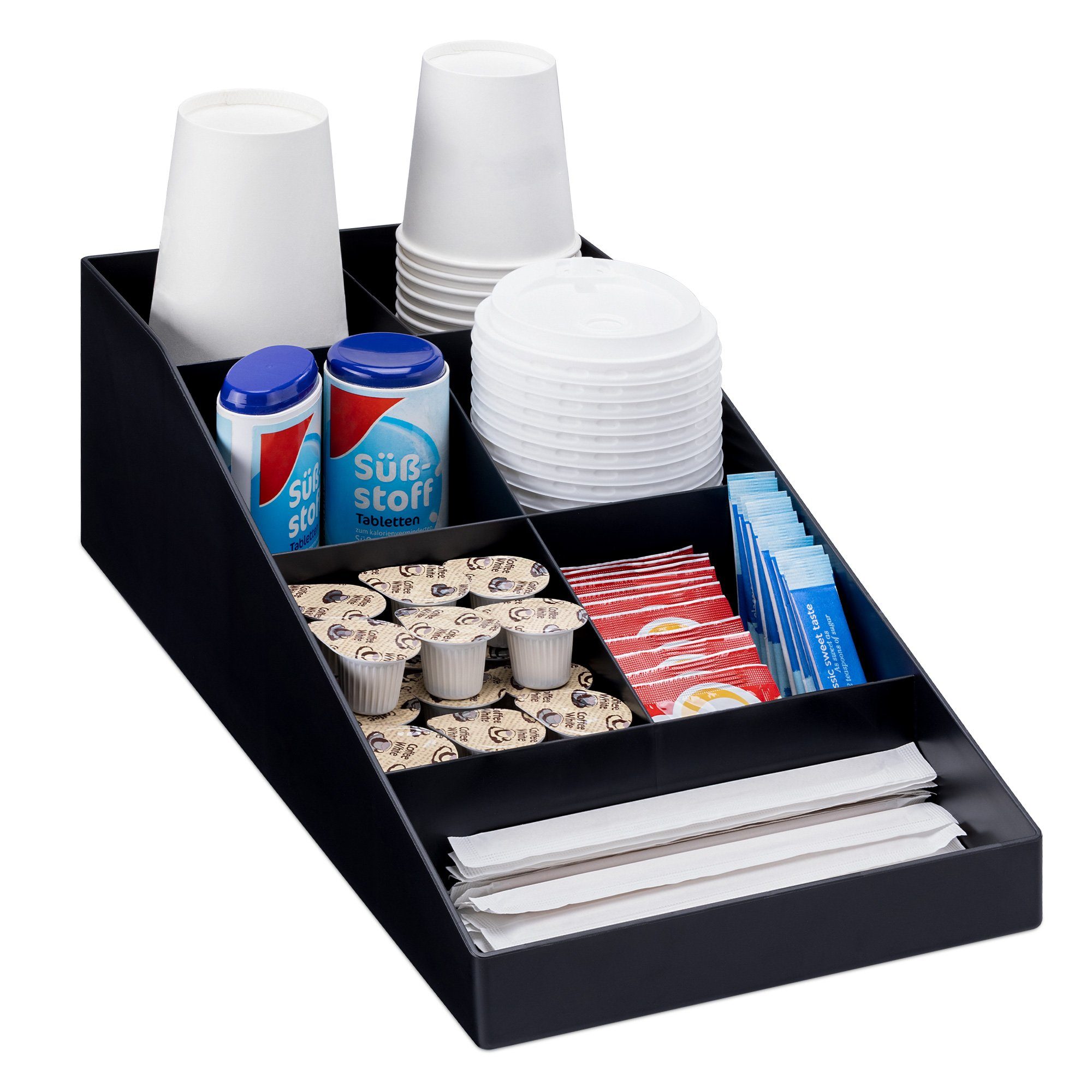 Navaris Aufbewahrungsbox Kaffee Spender Organizer - Kaffeestation 7 Fächer günstig online kaufen