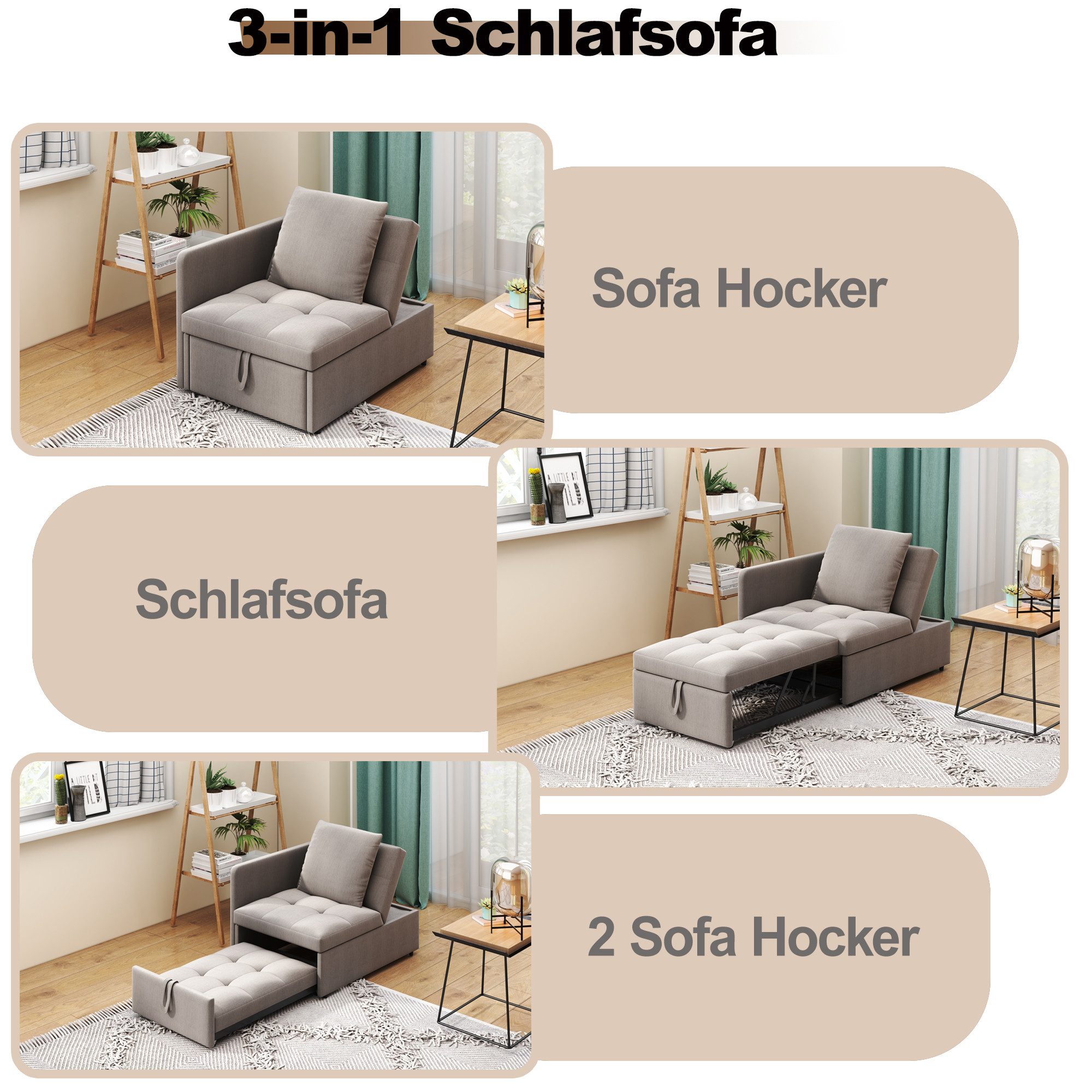 Flieks Daybett, Polsterbett Multifunktion-Schlafsofa mit verstellbarer Rück günstig online kaufen