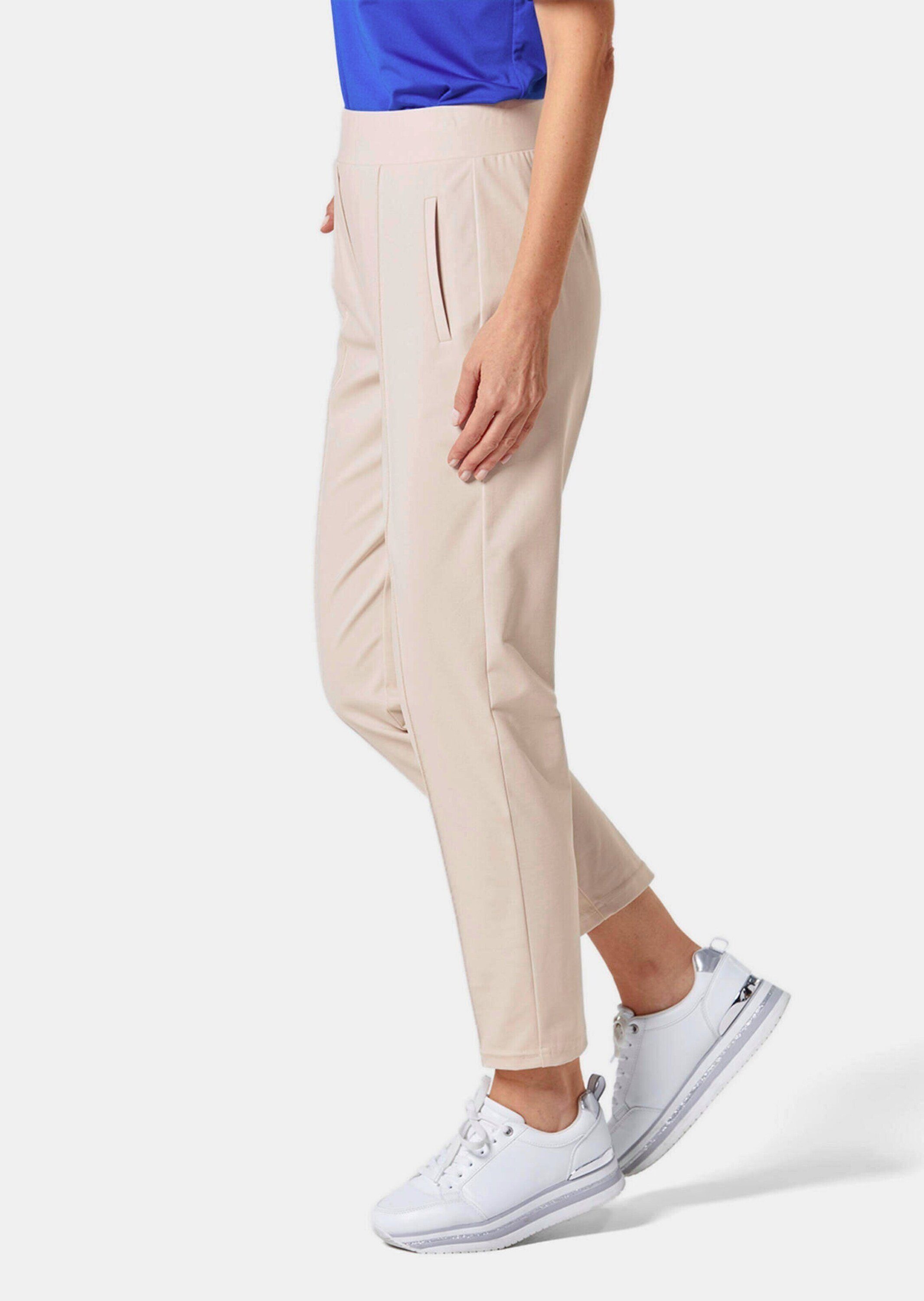 GOLDNER Schlupfhose Elegante 7/8-Schlupfhose SARA Slim Fit Jerseyhose mit Rundum-Dehnbund und Biesen
