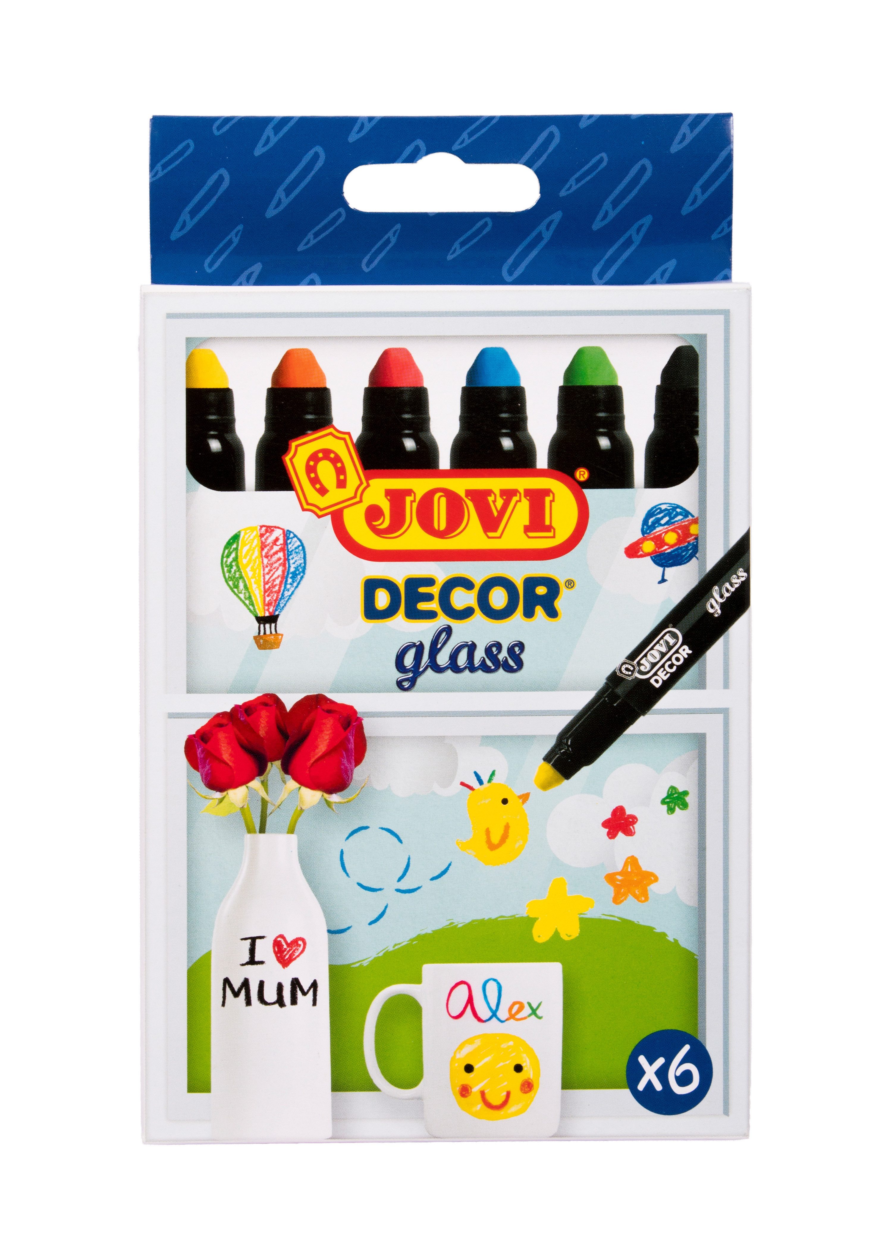 Jovi Wachsmalstift JOVI DECOR glass Wachsmalstifte 6er Schachtel, sortiert