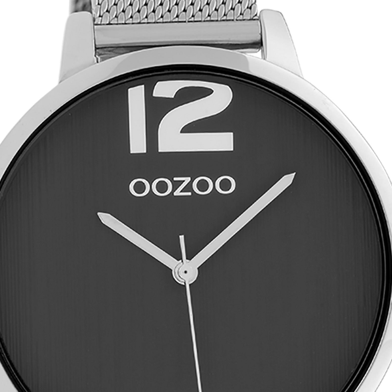 (ca. Damen verstellbarer Quarzuhr 42mm) Metallarmband, Damenuhr stufenlos Oozoo Analog, groß Armbanduhr Schiebeverschluss Timepieces rund, Fashion-Style, OOZOO