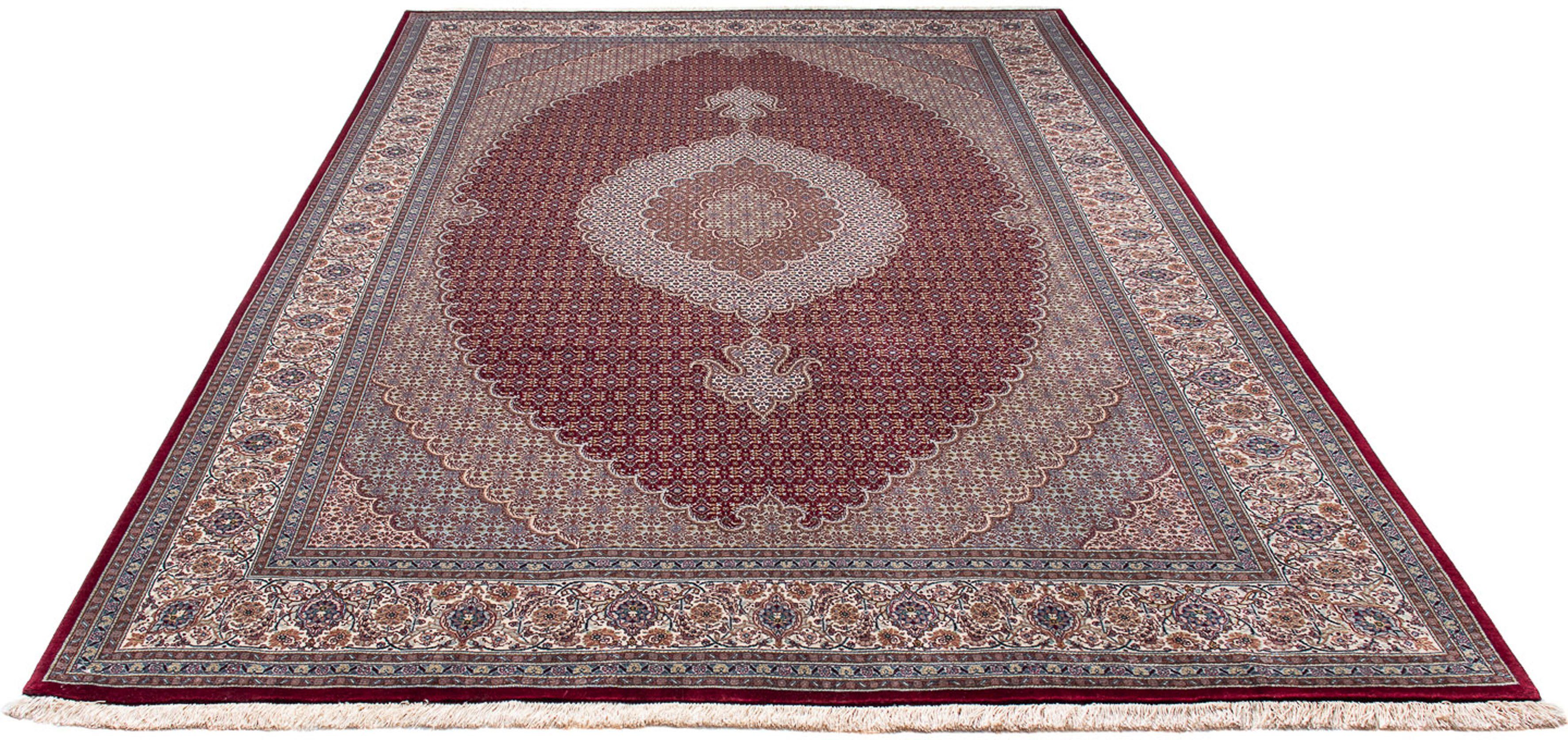Orientteppich Perser - Täbriz - 300 x 198 cm - dunkelrot, morgenland, rechteckig, Höhe: 10 mm, Wohnzimmer, Handgeknüpft, Einzelstück mit Zertifikat