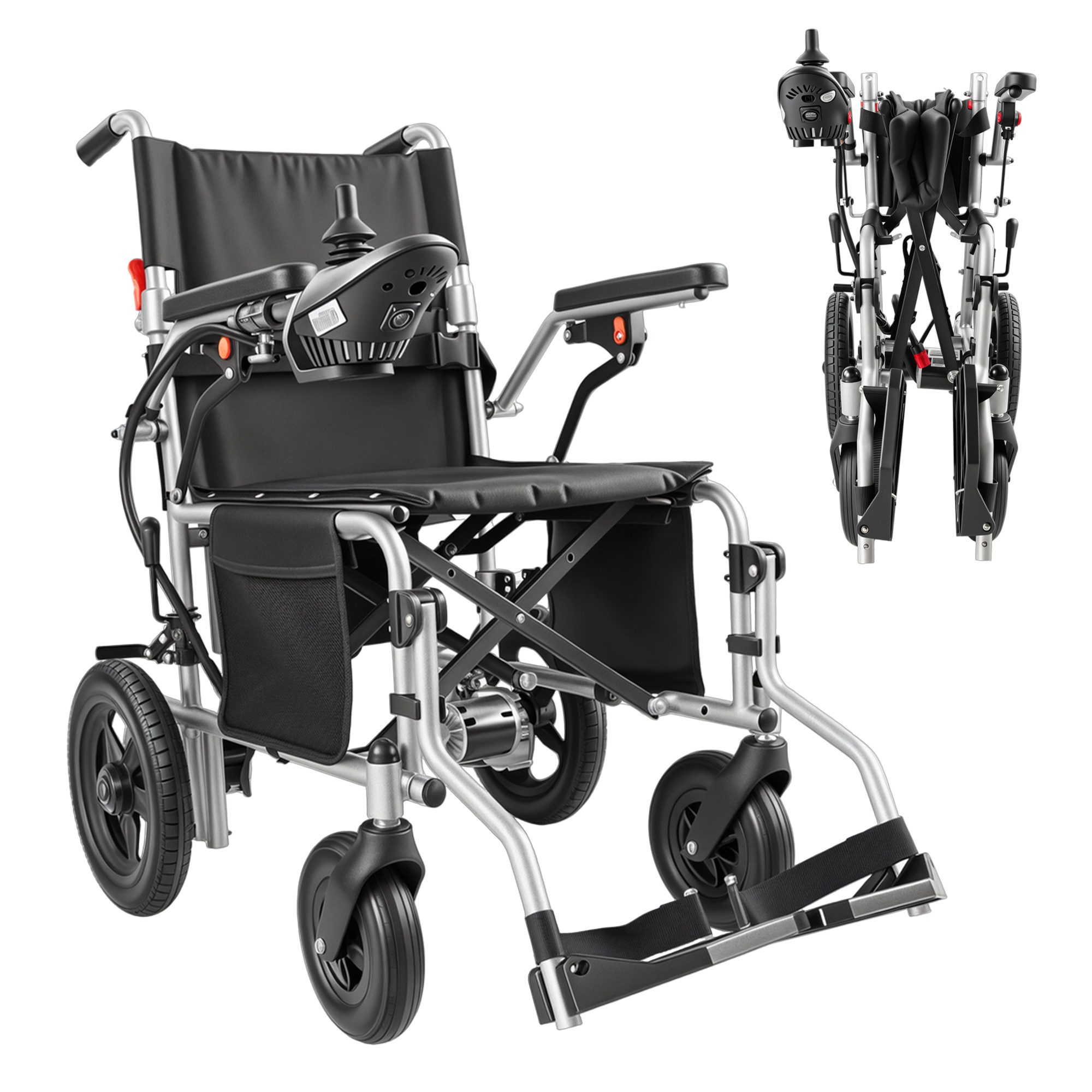 Vankel Elektrorollstuhl klappbar leicht elektr. Rollstuhl 500W, max.24 km max.150 kg, mit 360°-Joystick, 12° Steigfähigkeit & Anti-Kipp-Rädern