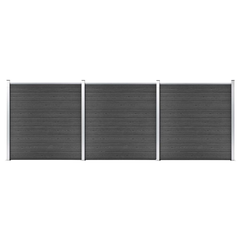 Gartentor Zaunelement Set WPC 526x186 cm Schwarz