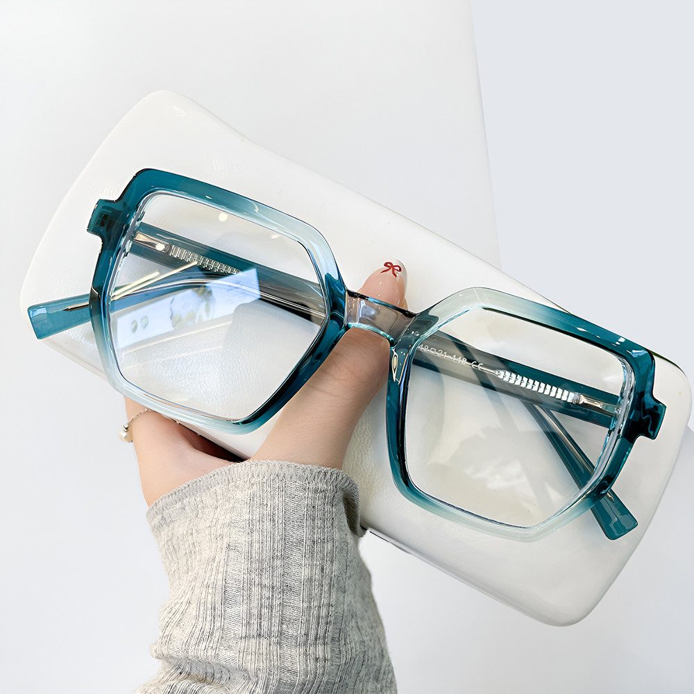 Lesebrille Damen Herren Sechseckige Oversized Anti Blaulicht