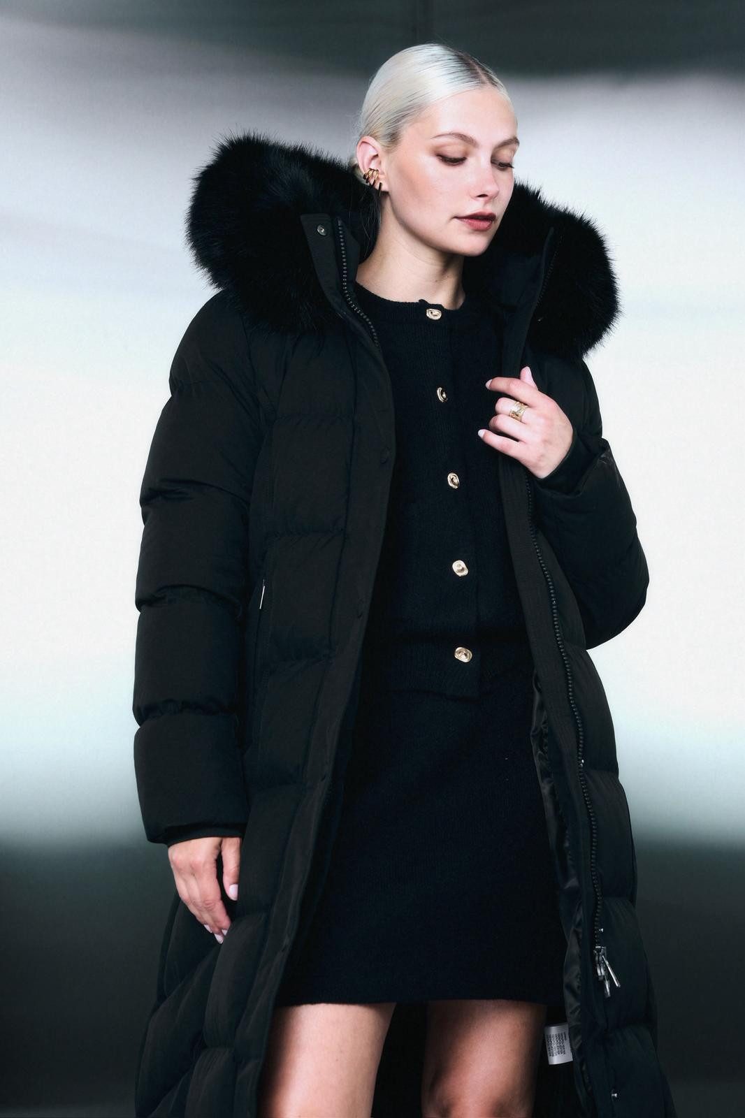 Copperose Langjacke Steppmantel Damen mit Fellkapuze, günstig online kaufen