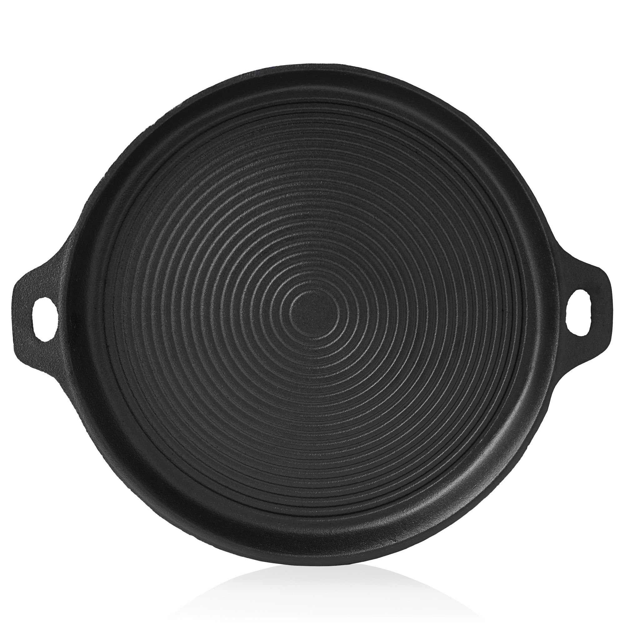 Grillplatte Gusseisen Plancha Ø 35 cm, Grillplatte, rund, BBQ Grillpfanne