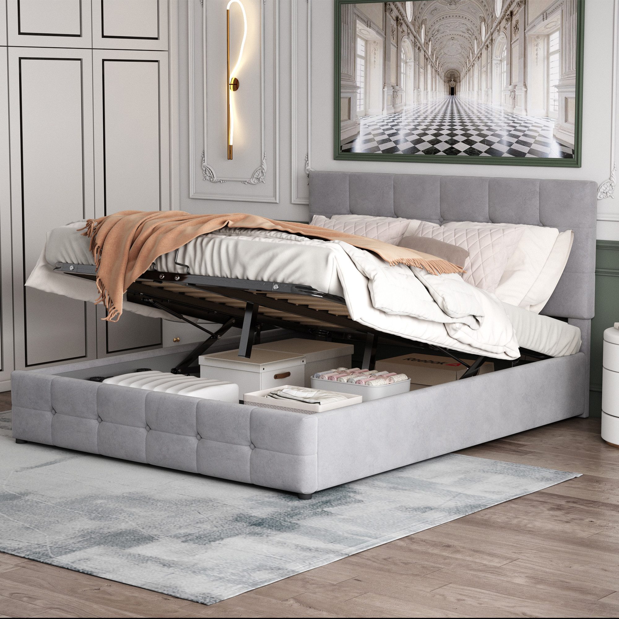 STILVORA Polsterbett 140×200 Bettgestell mit Matratze,Jugendbett günstig online kaufen