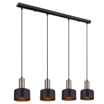 etc-shop LED Pendelleuchte, Leuchtmittel inklusive, Warmweiß, Design Decken Pendel Lampe SCHWARZ GOLD Wohn Ess Zimmer Beleuchtung