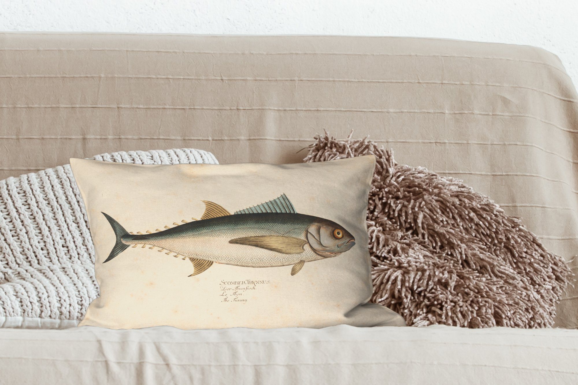 MuchoWow Dekokissen Eine Füllung, Dekoration, Fisches, eines Zierkissen, alte Dekokissen Illustration Wohzimmer Schlafzimmer mit