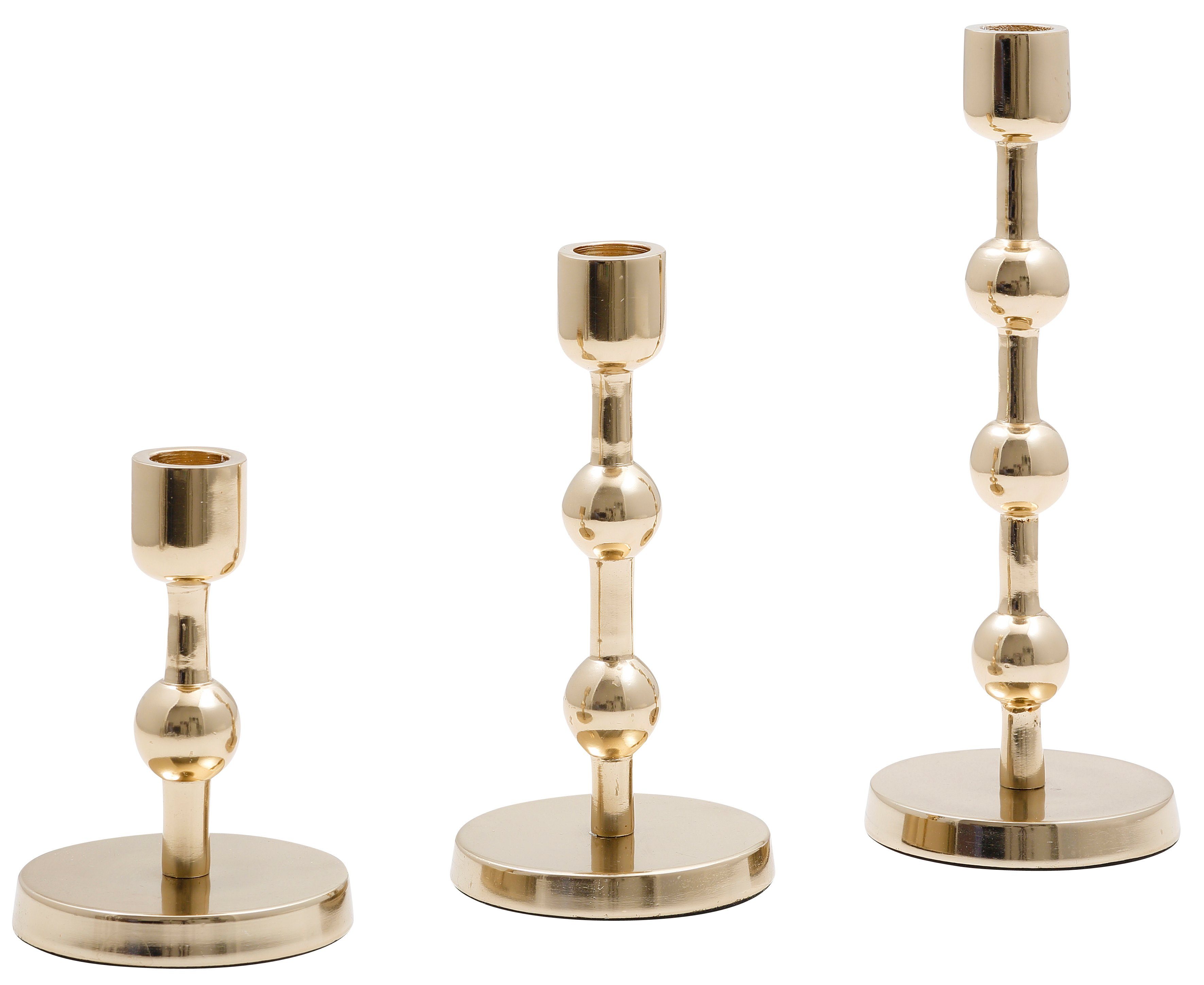 im aus (Set, Größen Set handgefertigt, Leonique Aluminium, St), 3 Elliose Kerzenständer goldfarben 3
