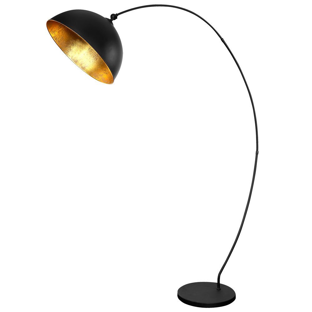 GLOBO LIGHTING LED Bogenlampe, Leuchtmittel nicht inklusive, Bogen Steh Leuchte schwarz matt Blatt Gold Design Wohn Zimmer