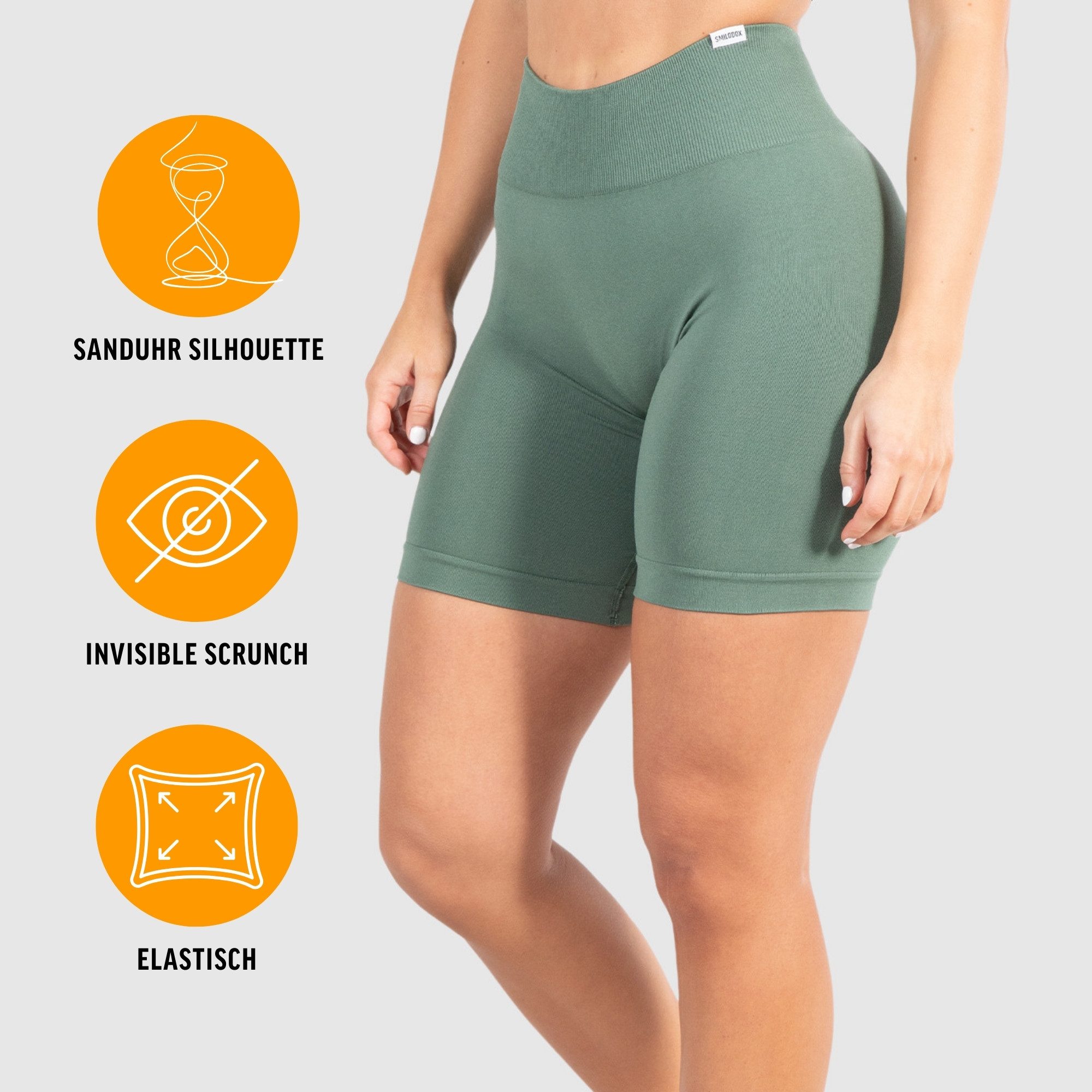 Smilodox Shorts Amaze Pro, Shaped Fit Push Up Booty Radlerhose V-Shape Seamless High Waist Hotpants Scrunch-Effekt Squatproof Gym Yoga Alltag