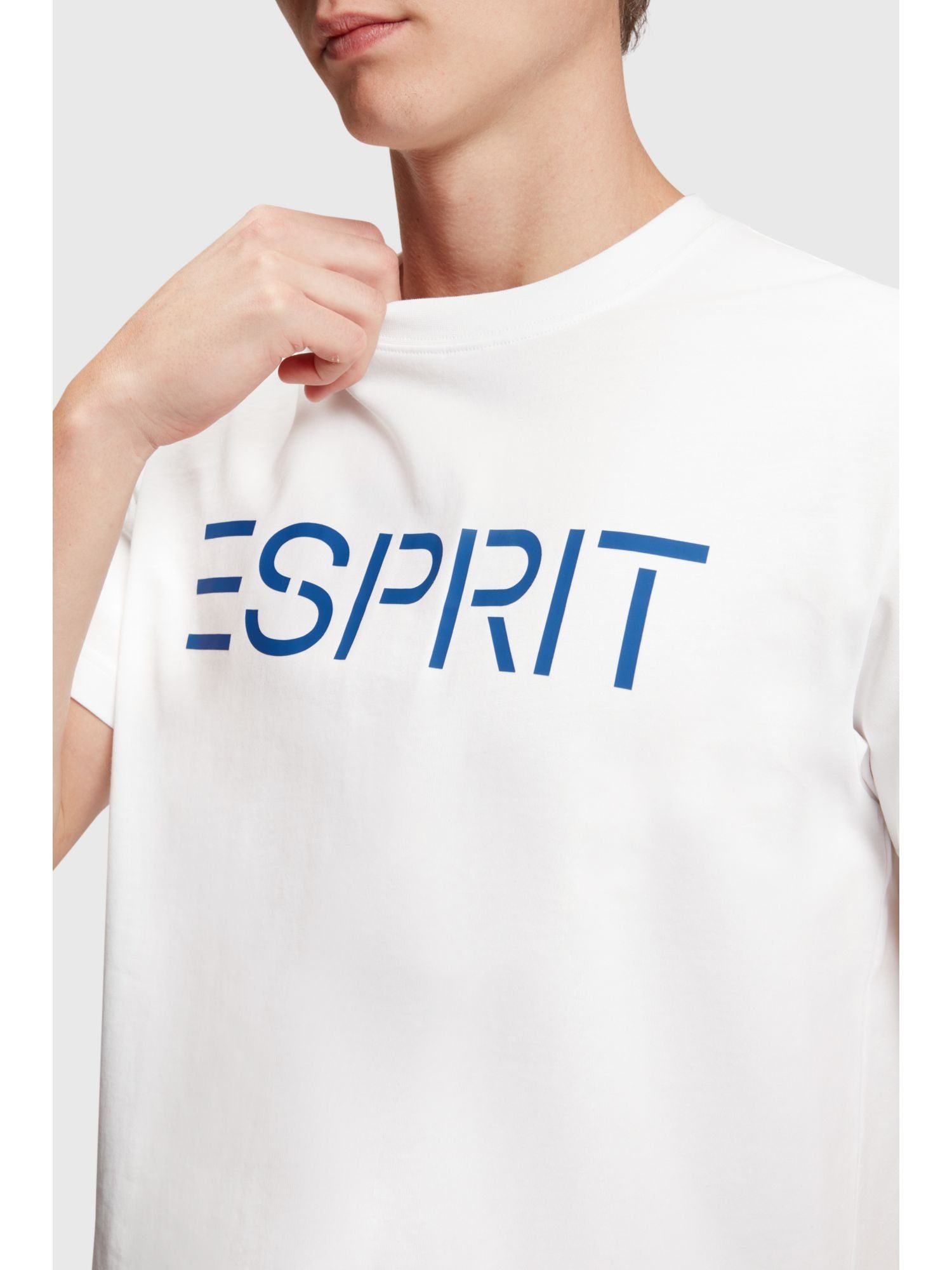 Esprit Logo T-Shirt WHITE mit (1-tlg) T-Shirt