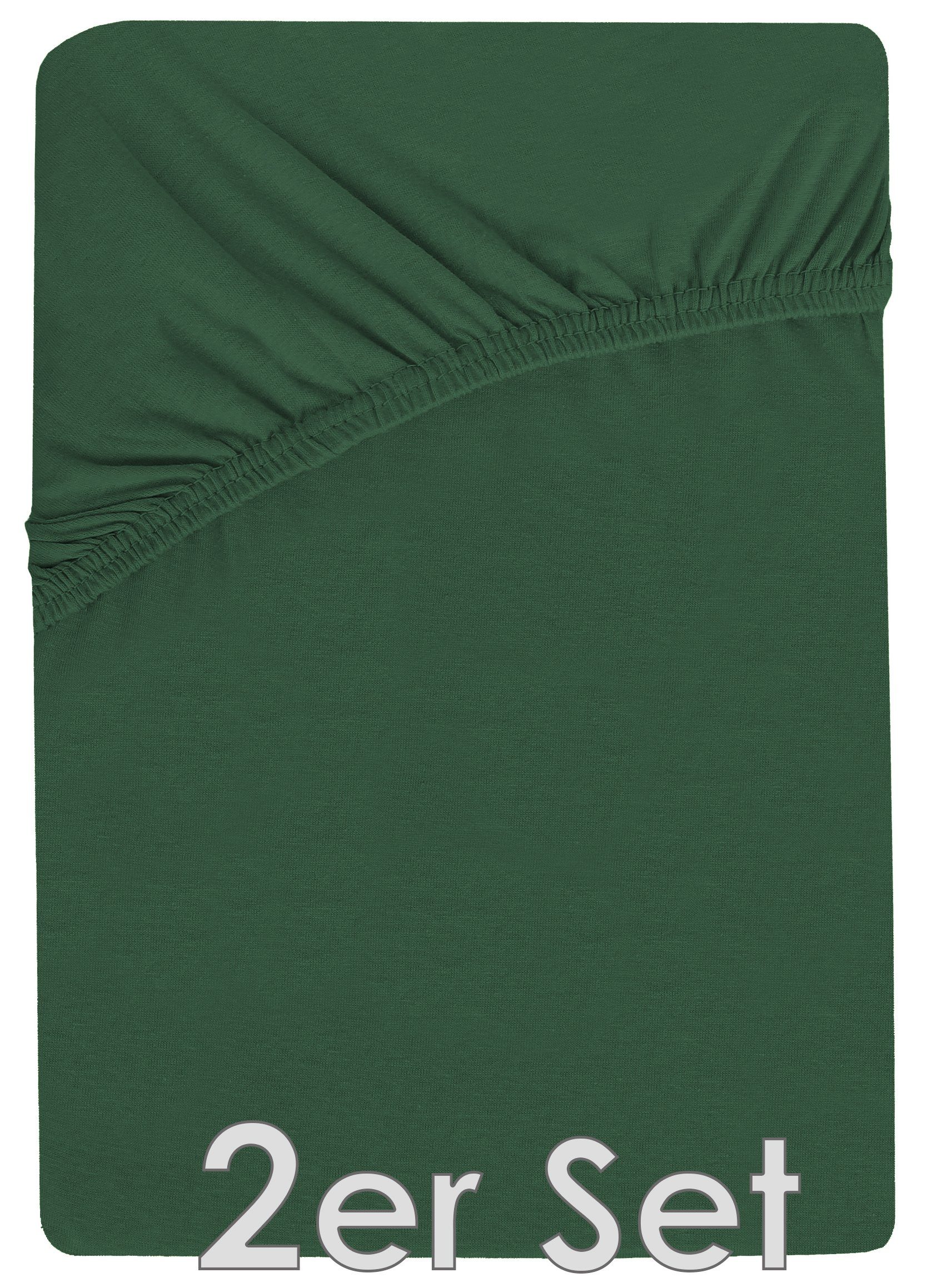 NatureMark Spannbettlaken Jersey Spannbetttuch, 100% Baumwolle, Gummizug: rundum, (2 Stück), Kinder Spannbetttuch, für Baby-/Kinderbett, 70x140 cm, Dunkel grün – Bild 2 von 4