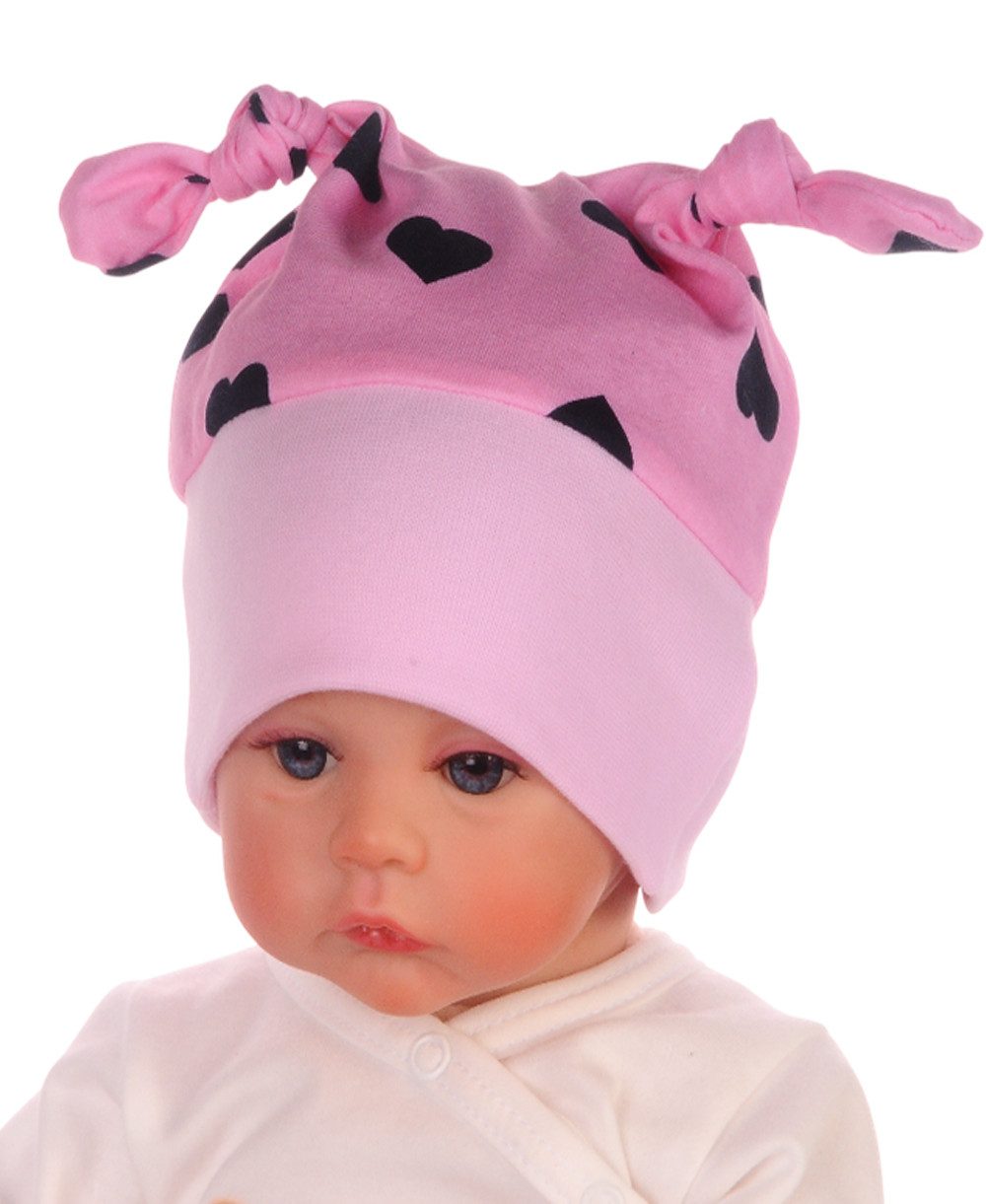 La Bortini Erstlingsmütze Baby Mütze Knotenmütze für Neugeborene neutral 34 bis 43 leicht, weich, elastisch, 34 35 36 37 38 39 40 41 42 43 44