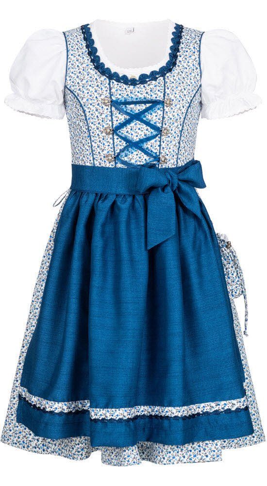 Nübler Dirndl Mädchen Dirndl im Set Trachtenmode Dirndl und Bluse DORIS, 3-tlg., Stil (Dirndl Tracht mit Trachten Kinder Stil - Kinder traditionellen Schürze) Kinder Kleid im bayerischen