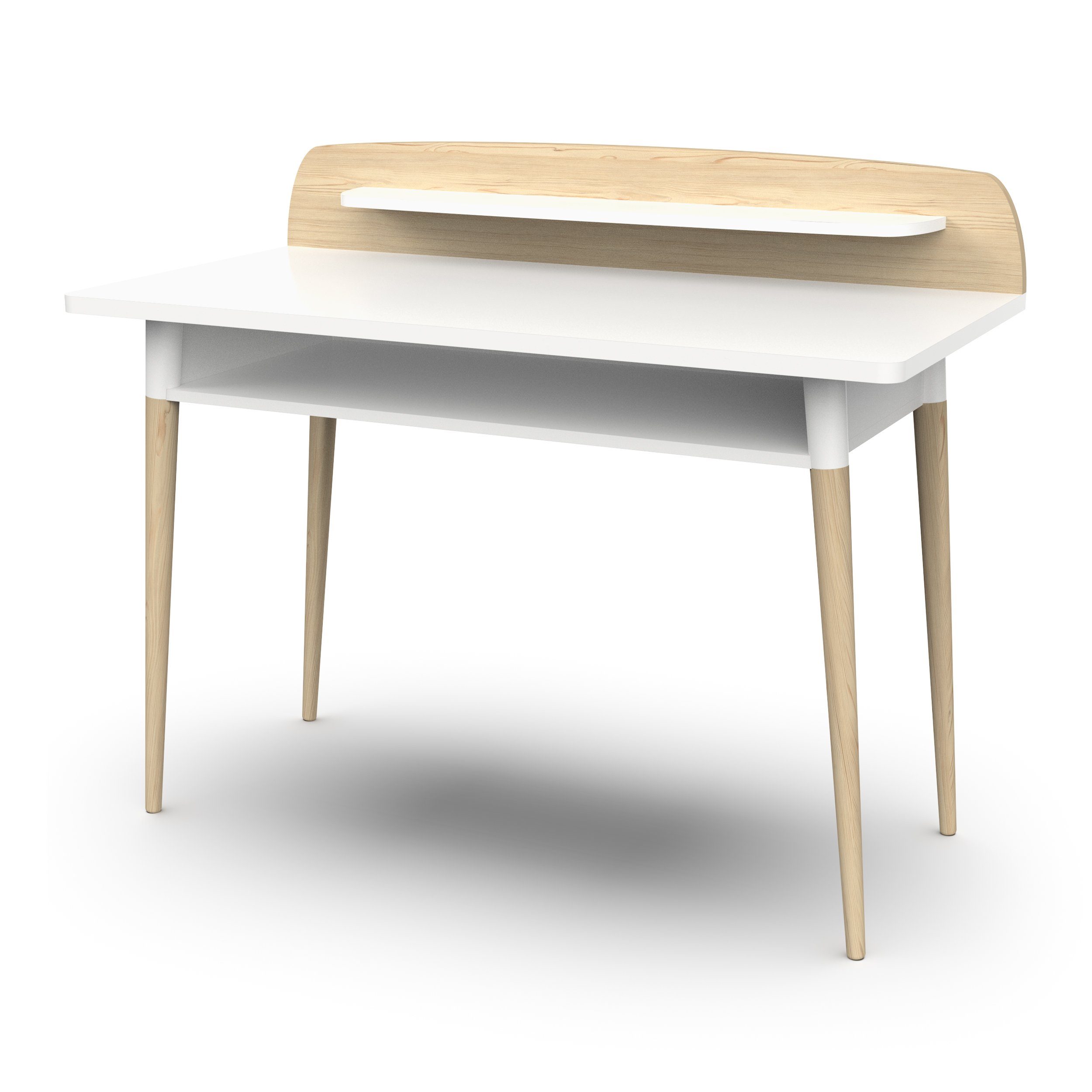 habeig Kinderschreibtisch Moderner Schreibtisch mit Ablage, 110 x 88 x 55 cm, Naturholz, abgerundete Kanten