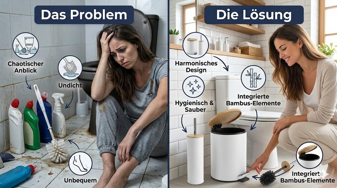 LikeKa Badaccessoire-Set 2 teilig Toilettenbürste und Kosmetikeimer matt mit Absenkautomatik – Bild 3 von 5