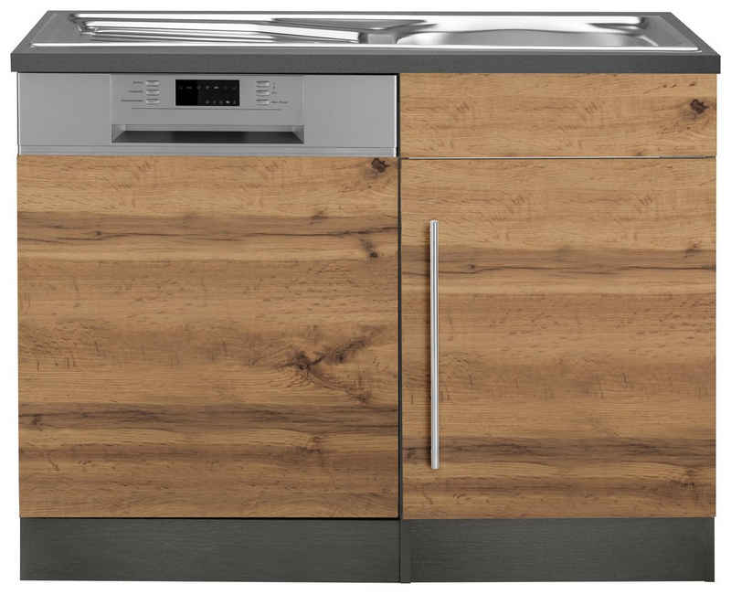 Kochstation Spülenschrank KS-Samos 110 cm breit, inkl. Tür/Sockel für Geschirrspüler