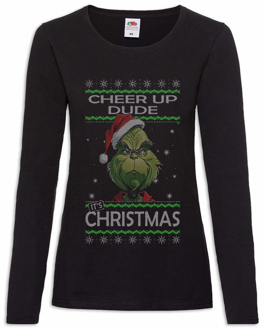 Urban Backwoods Langarmshirt Green Christmas Damen Langarmshirt Merry Santa X-Mas Claus Grinch (1-tlg) Weihnachten Weihnachtsmann Nikolaus Grinch