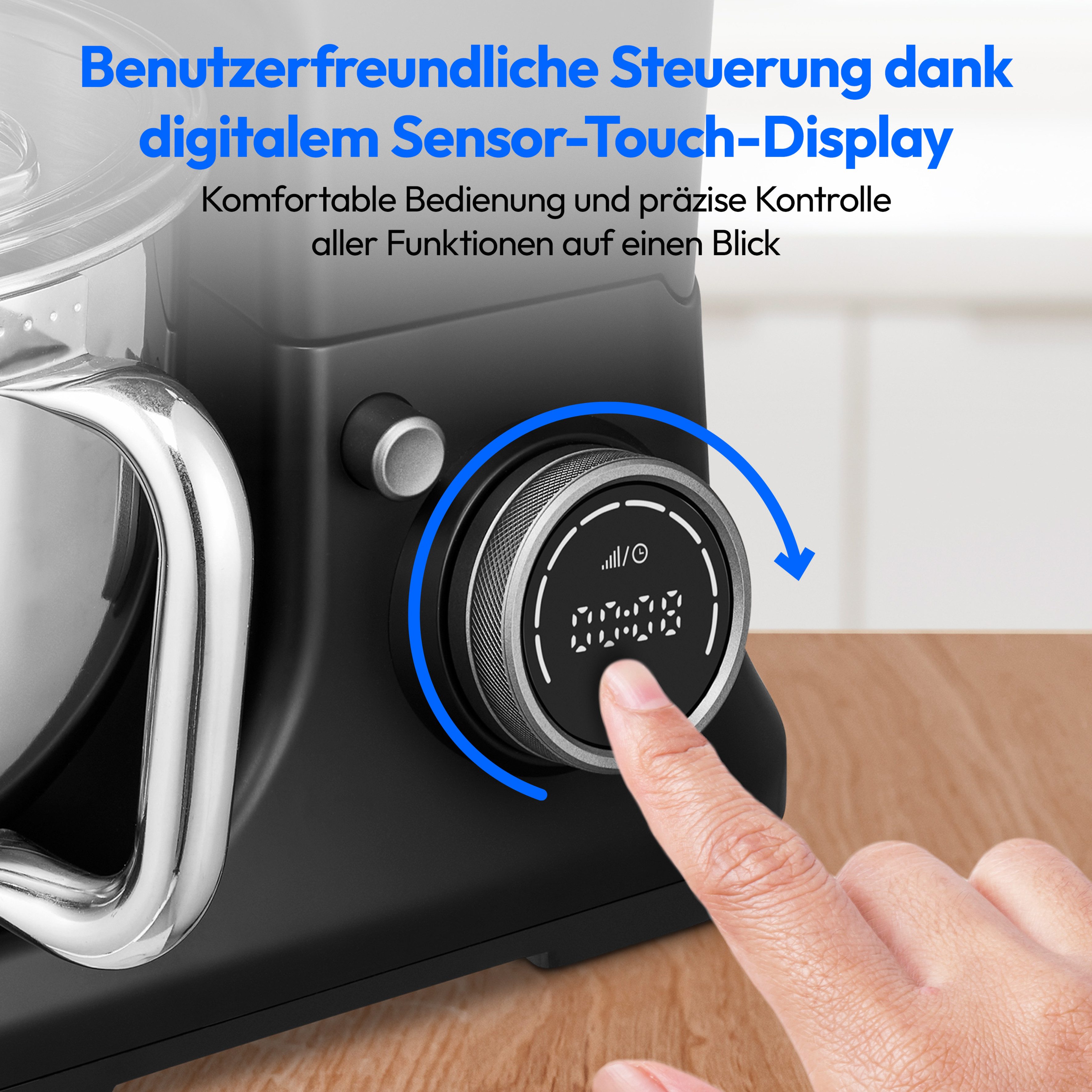 Medion® Küchenmaschine MD 18430, 1200 W, 5 l Schüssel, Mit umfangreichem Zubehör-Set, Mixeraufsatz, Fleischwolf-Aufsatz